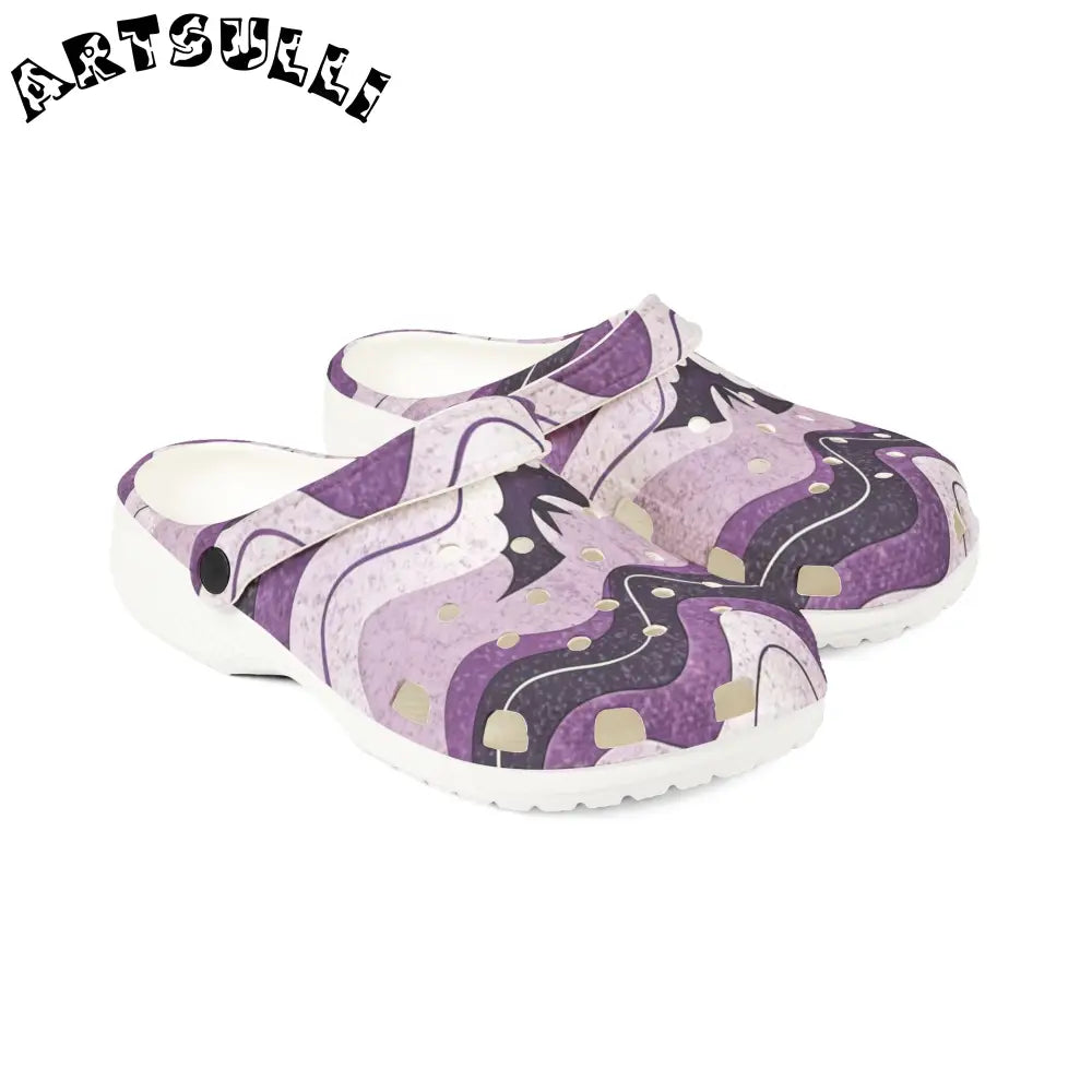 JAKKOUTTHEBXX Bat Wave Purple EVA Foam Rubber Shoes (AOP)