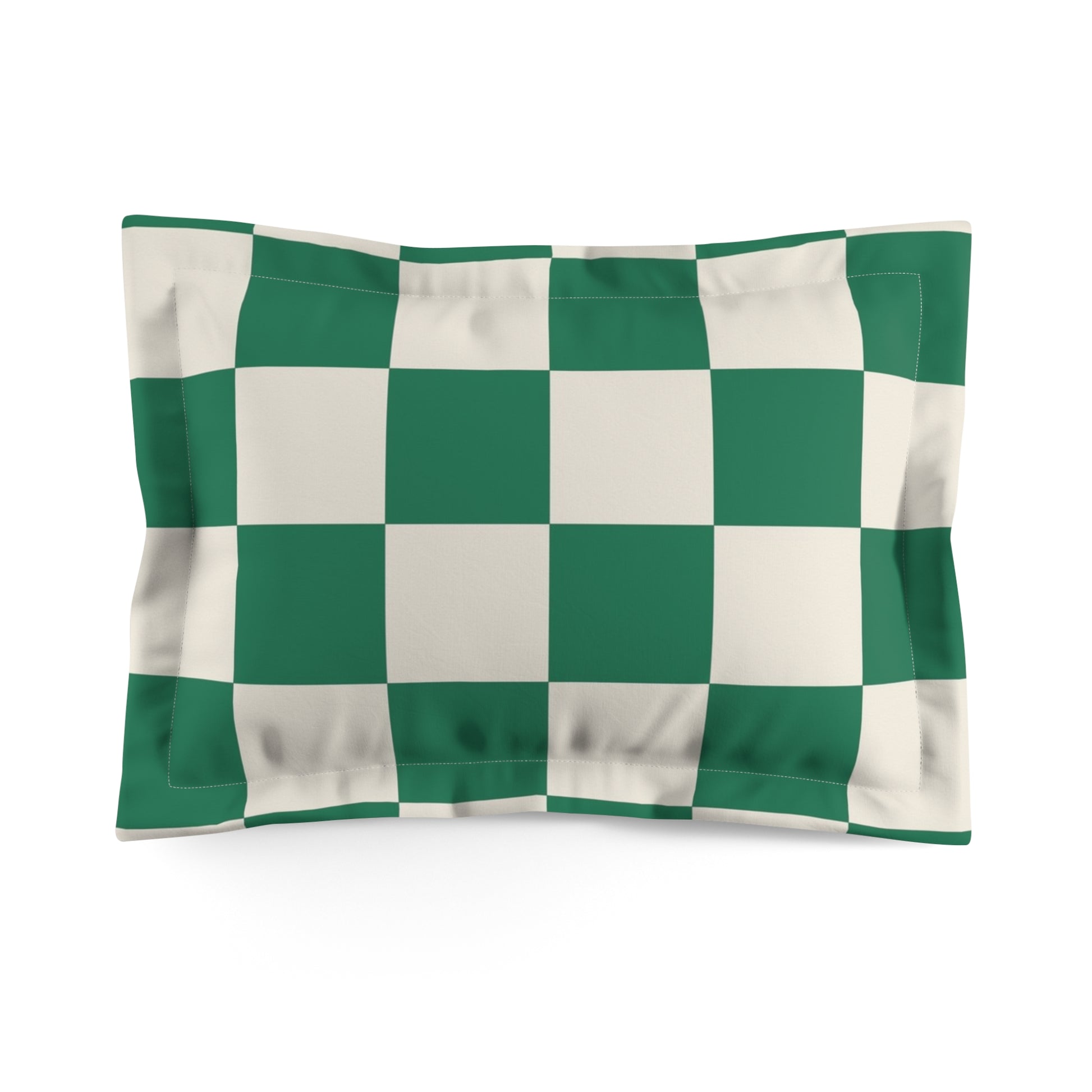 Checkerboard Dark Green Microfiber Pillow Sham, Artsulli - Art is Long, Life is Short, Home Decor, Size, Standard, , , , , 20242193940487251419