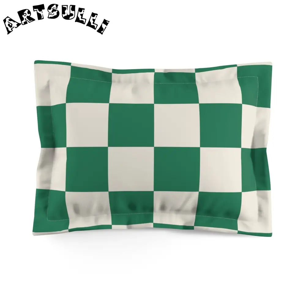 JAKKOUTTHEBXX Checkerboard Dark Green Microfiber Pillow Sham