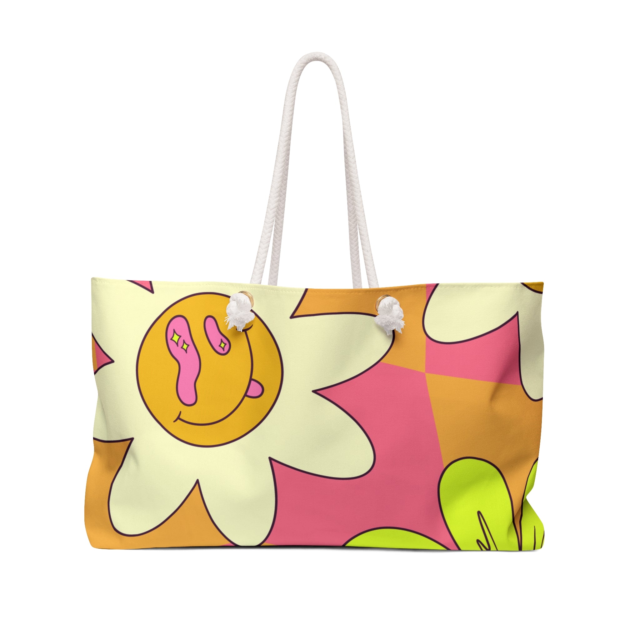 Trippy Sour Face Rave Weekender Bag, Artsulli - Art is Long, Life is Short, Bags, Size, 24" × 13", , , , , 13978306198785