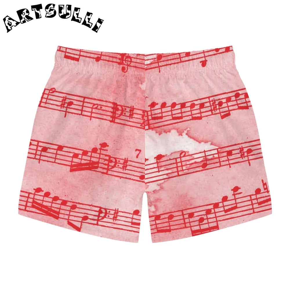 JAKKOUTTHEBXX Pink Musical Note Swim Trunks 2025