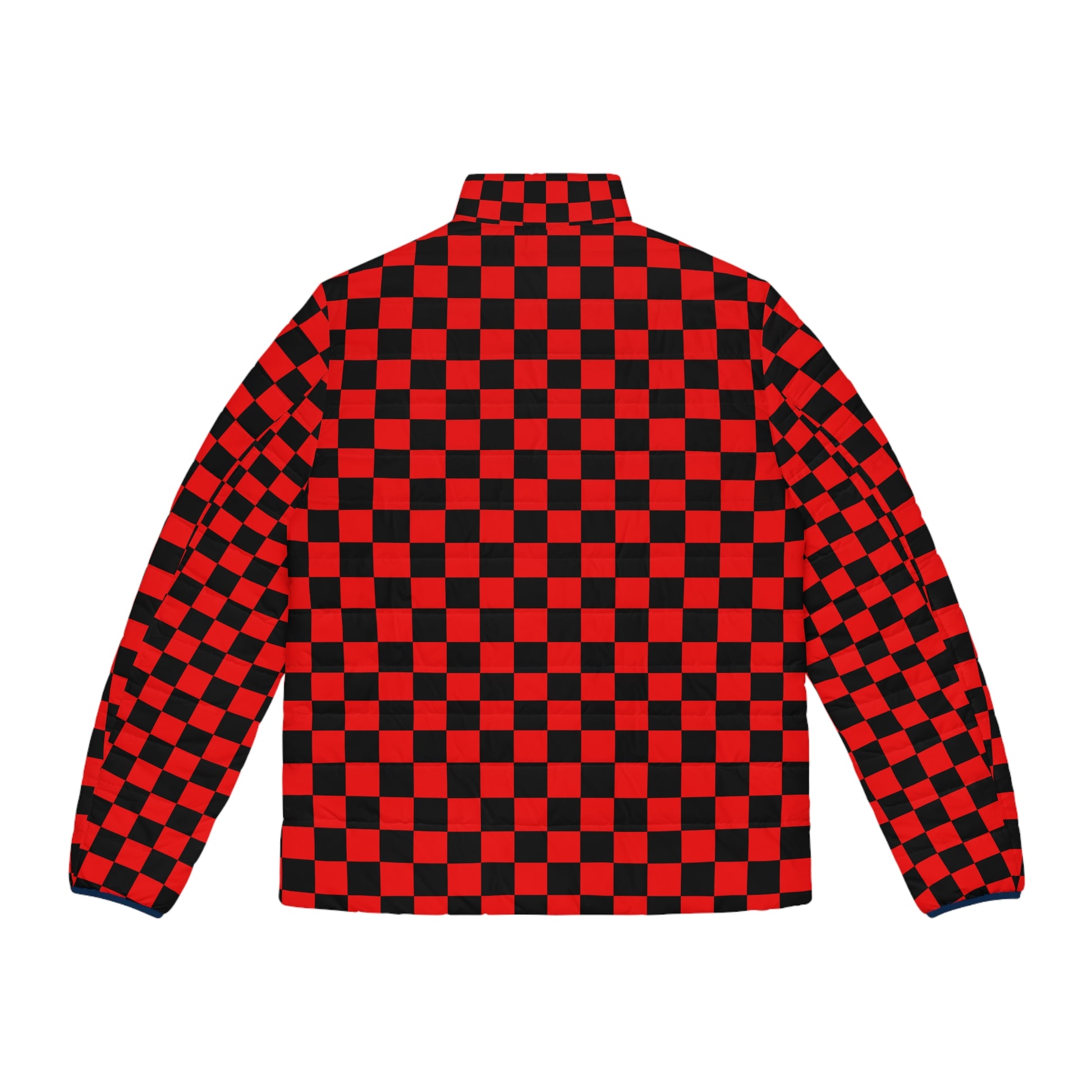 Checkerboard Red and Black Men's Puffer Jacket (AOP), Artsulli - Art is Long, Life is Short, All Over Prints, , , , , , , 