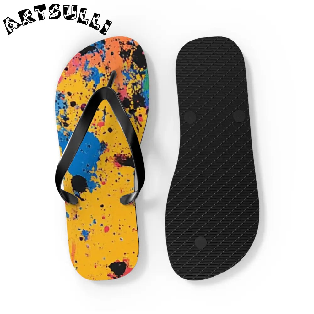 JAKKOUTTHEBXX The Colors Of Paint Splatter Flip Flops JAKKOUTTHEBXX