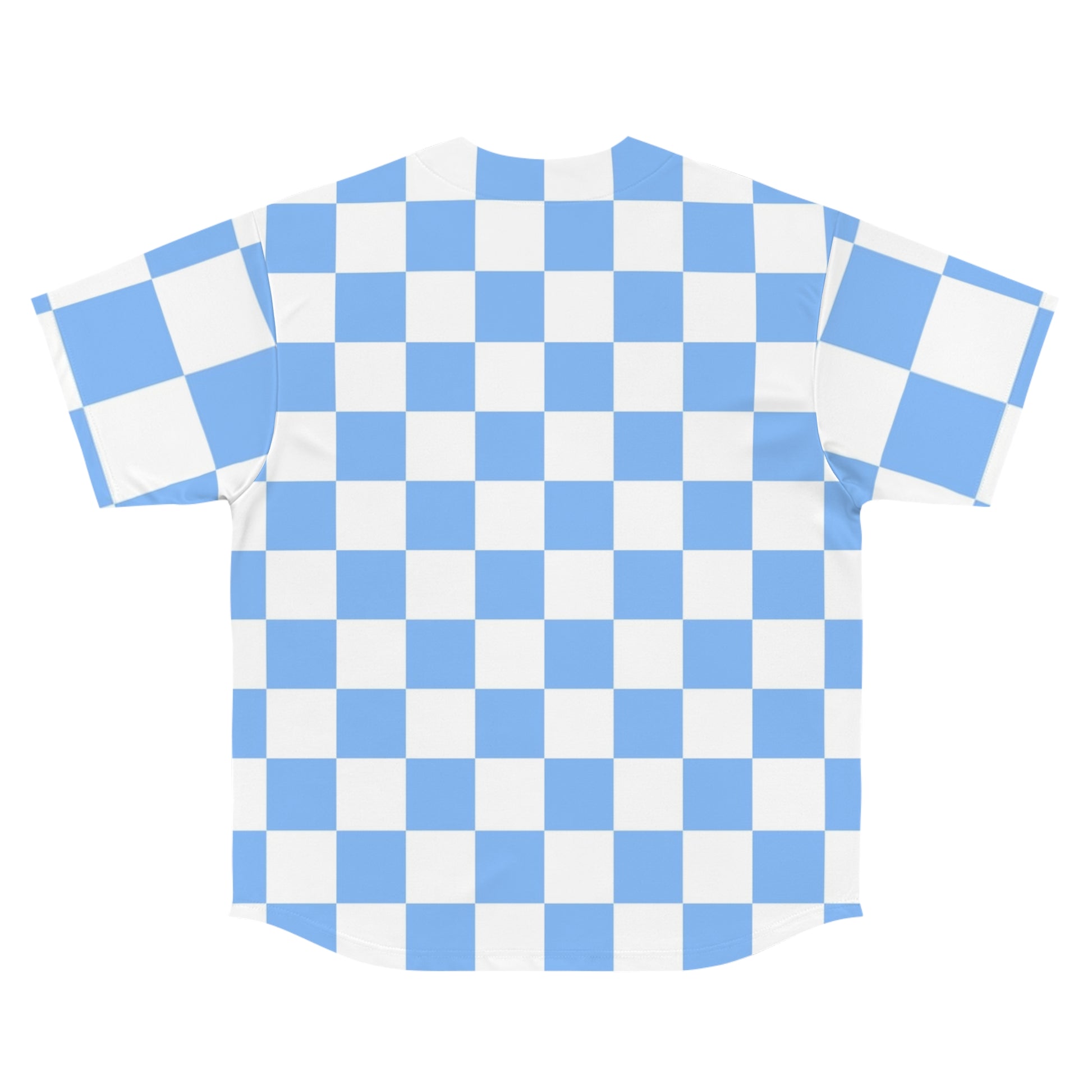 Checkerboard White and Light Blue Men's Baseball Jersey (AOP), Artsulli - Art is Long, Life is Short, All Over Prints, , , , , , , 