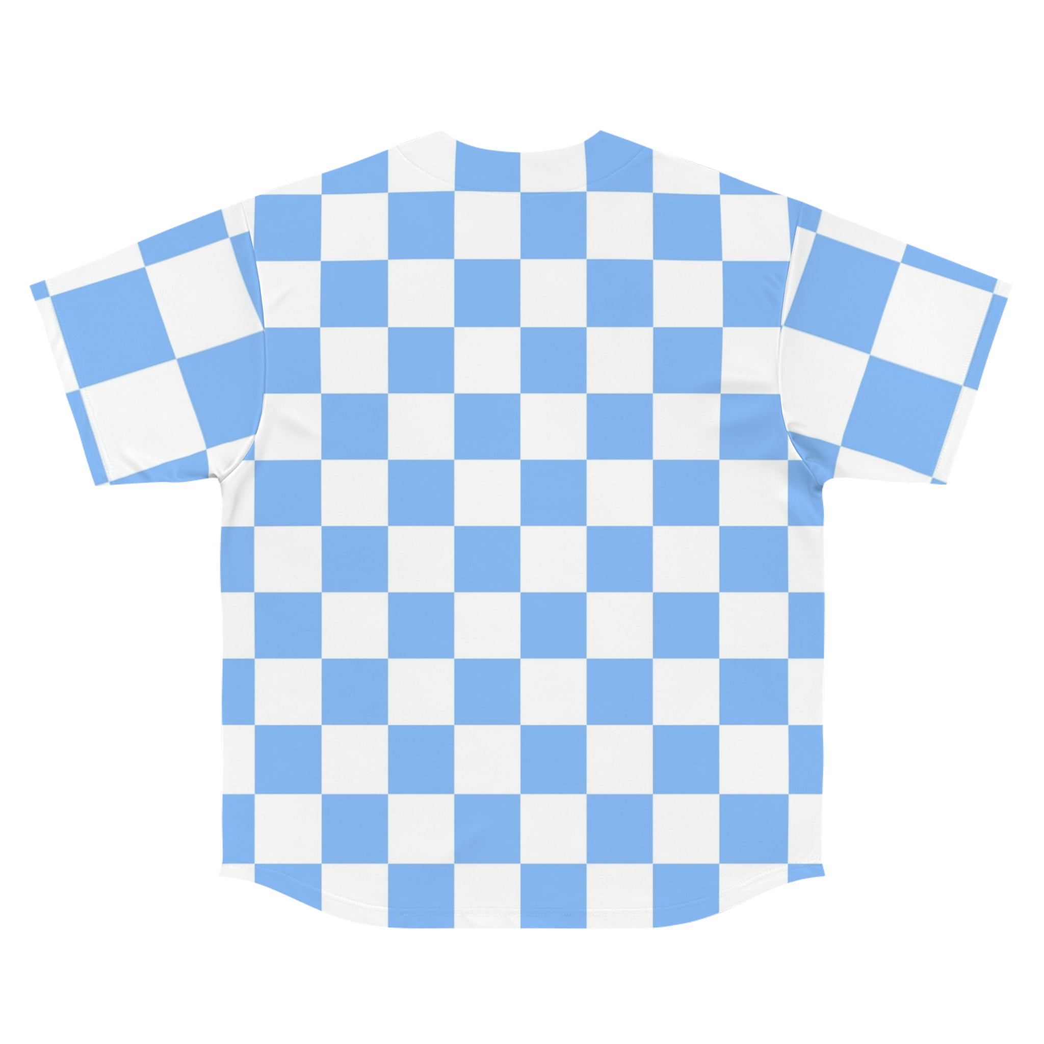 Checkerboard White and Light Blue Men's Baseball Jersey (AOP), Artsulli - Art is Long, Life is Short, All Over Prints, , , , , , , 