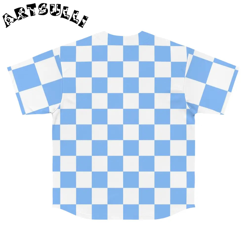JAKKOUTTHEBXX Checkerboard White and Light Blue Men’s Baseball