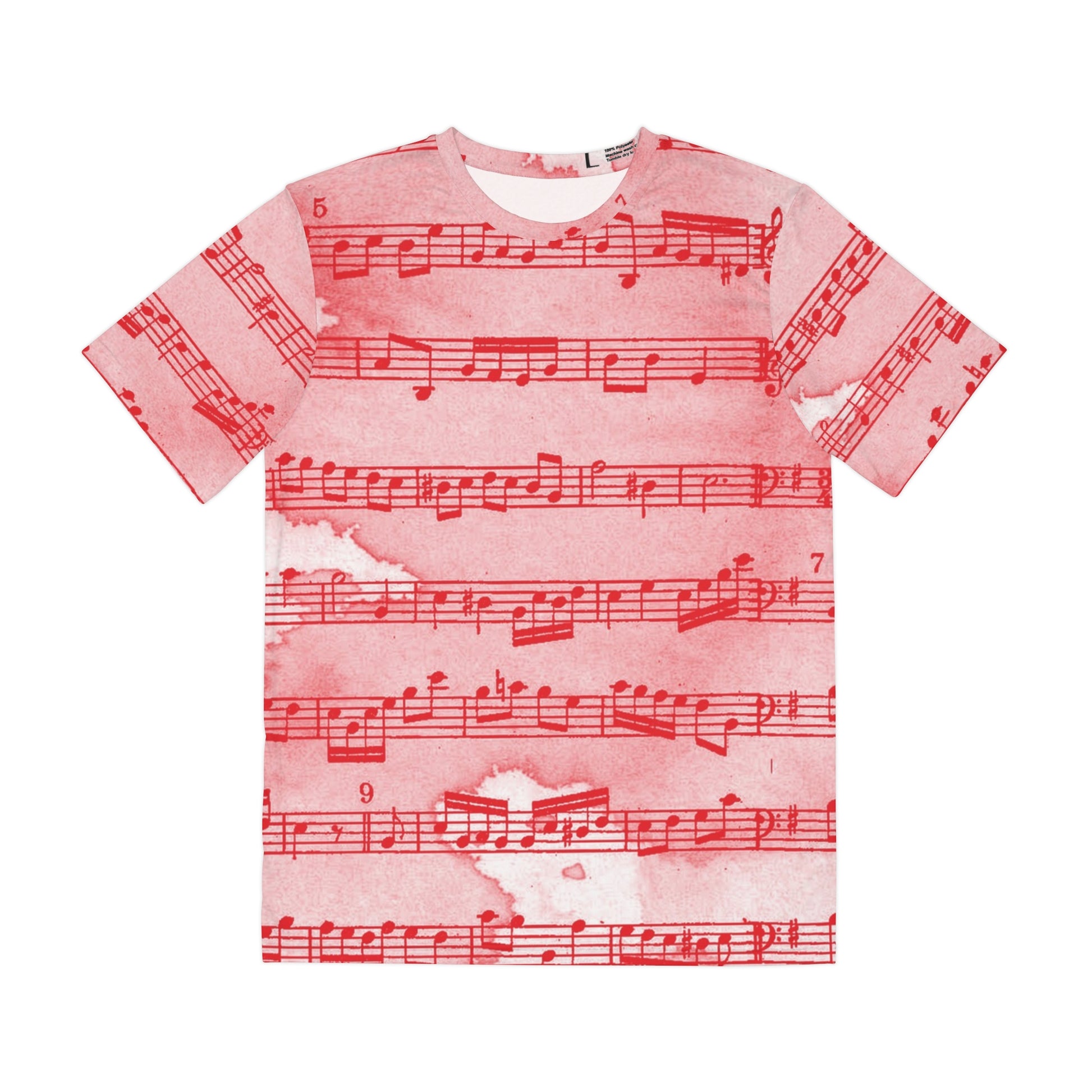 Drip Spill Type Beat Sheet Music Red Men's Polyester Tee (AOP), Artsulli - Art is Long, Life is Short, All Over Prints, Size, XS, , , , , 76347378388063633854