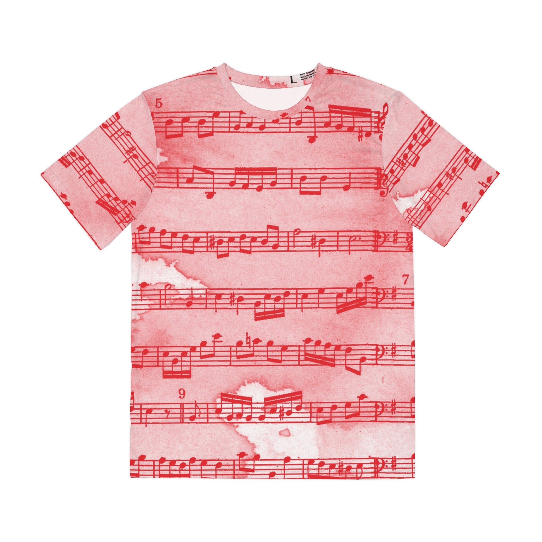 Drip Spill Type Beat Sheet Music Red Men's Polyester Tee (AOP), Artsulli - Art is Long, Life is Short, All Over Prints, Size, XS, , , , , 76347378388063633854