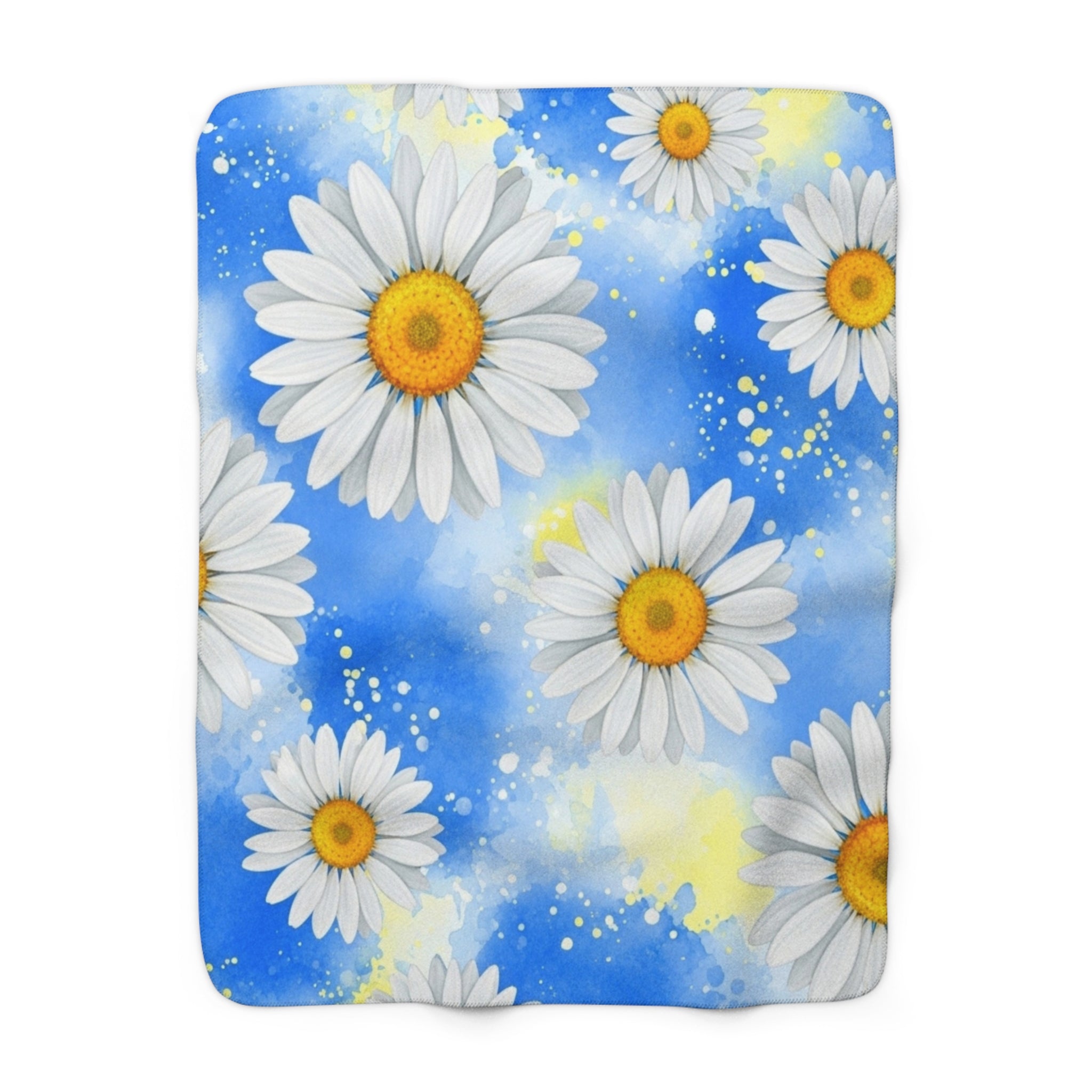 Daisies Sherpa Fleece Blanket, Artsulli - Art is Long, Life is Short, Home Decor, Size, 50" × 60", , , , , 90416896520599561060