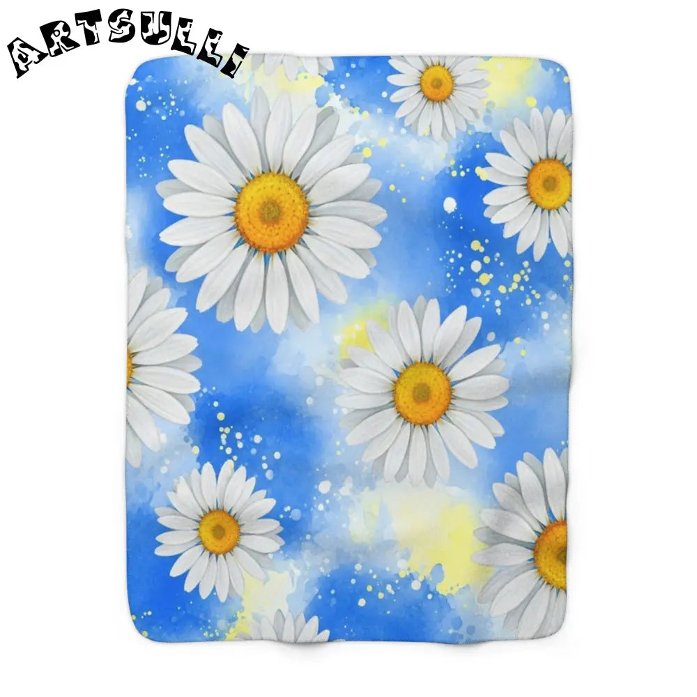 JAKKOUTTHEBXX Daisies Sherpa Fleece Blanket JAKKOUTTHEBXX Artsulli
