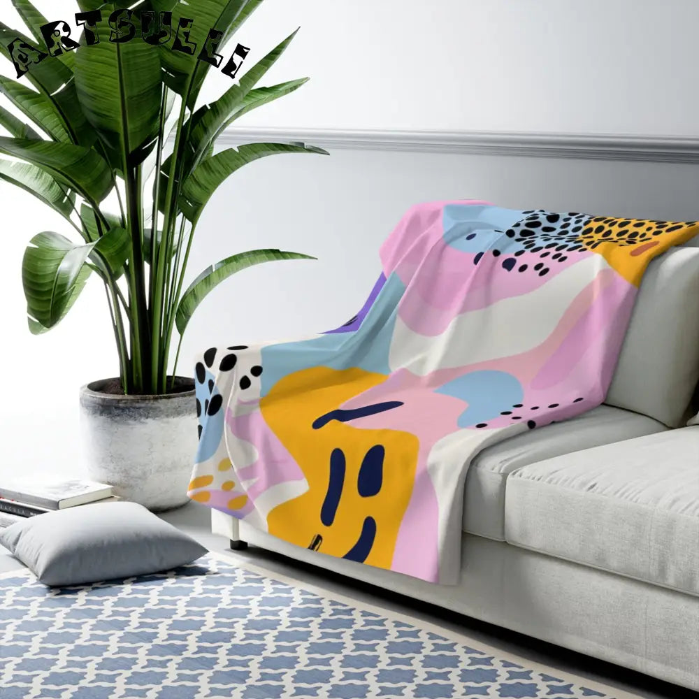 JAKKOUTTHEBXX Colorful Abstract Dots and Shapes Sherpa Fleece