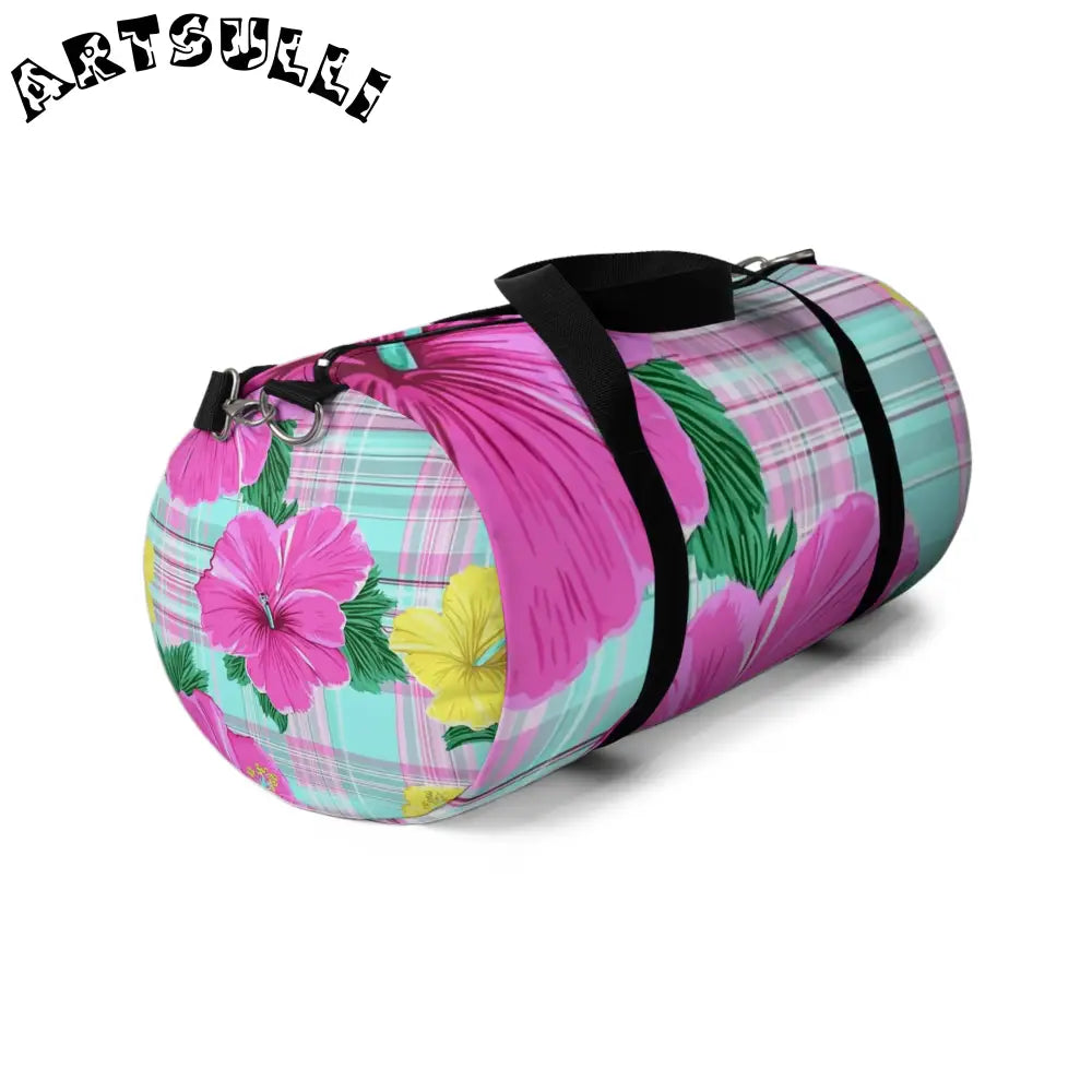 JAKKOUTTHEBXX Tropical Floral Plaid Duffel Bag JAKKOUTTHEBXX