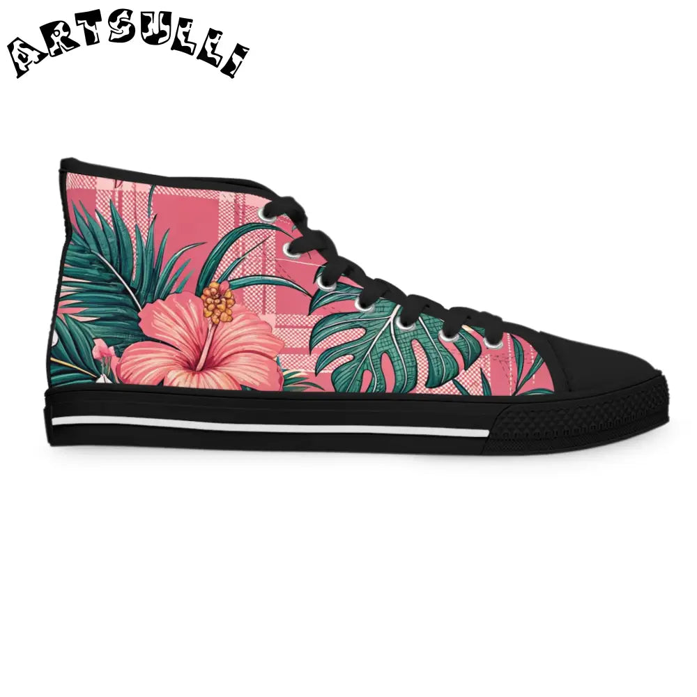 JAKKOUTTHEBXX Plaid x Floral II Pink and Green Women’s High Top
