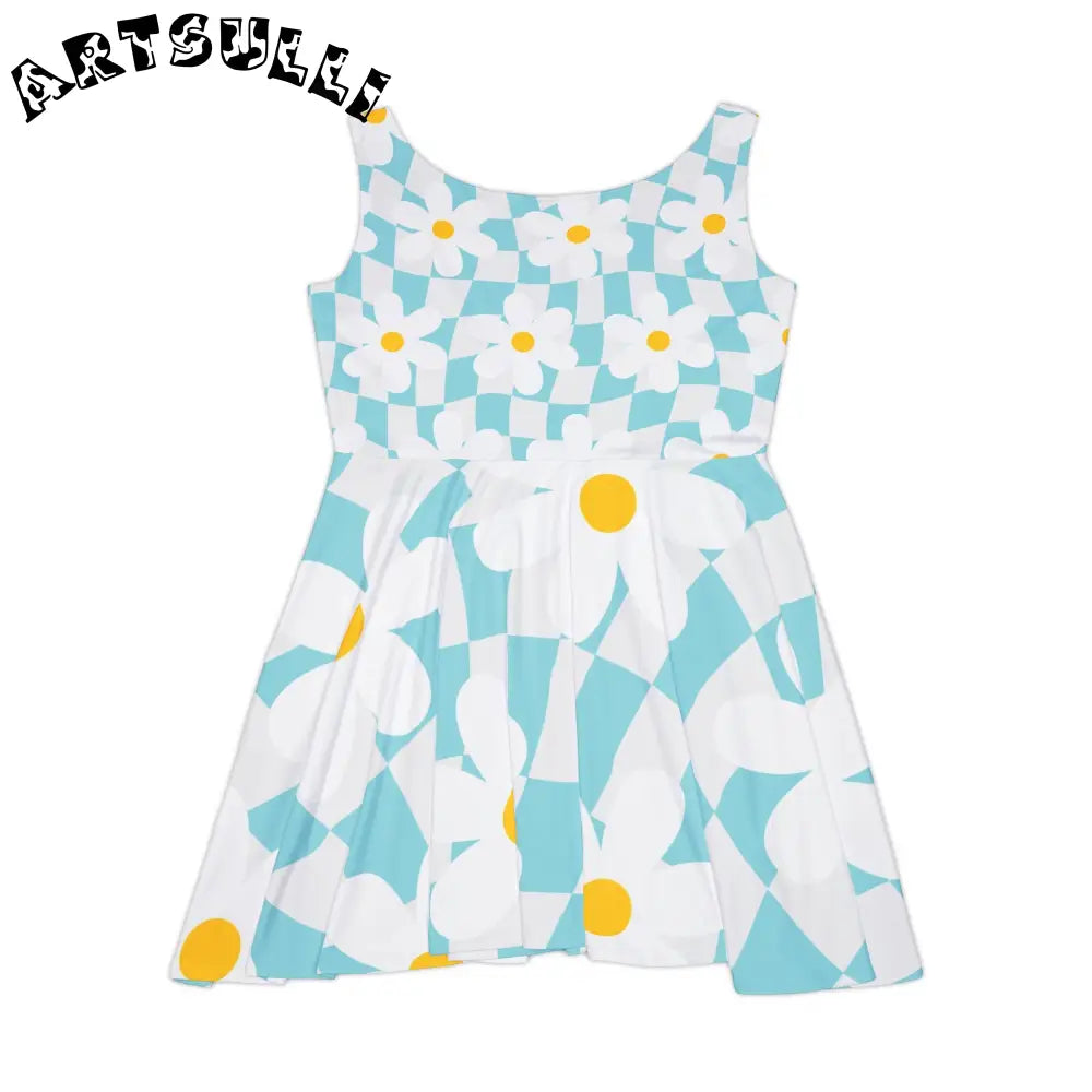 JAKKOUTTHEBXX Trippy Check Garden Women’s Skater Dress (AOP)