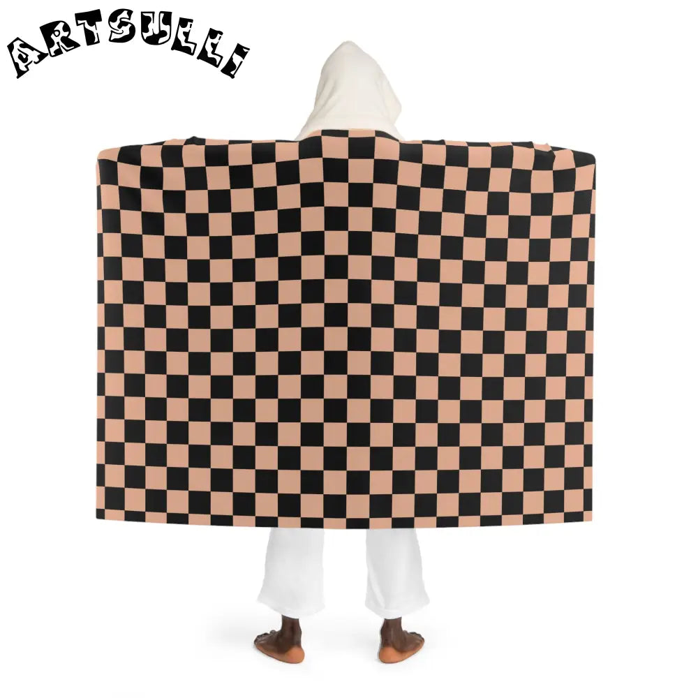 JAKKOUTTHEBXX Checkerboard II Soft Orange and Black Hooded Sherpa