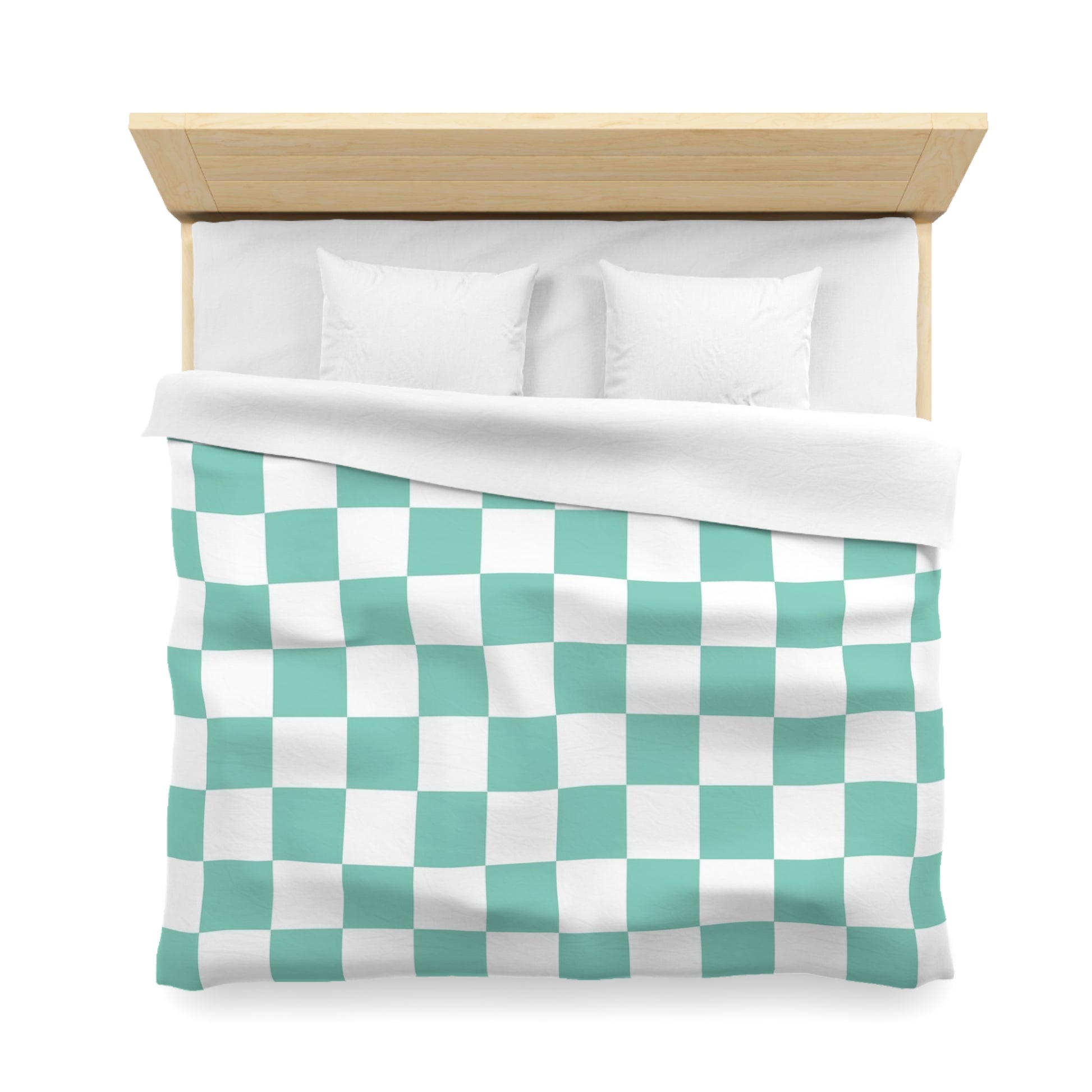 Checkerboard Light Green Microfiber Duvet Cover, Artsulli - Art is Long, Life is Short, Home Decor, , , , , , , 