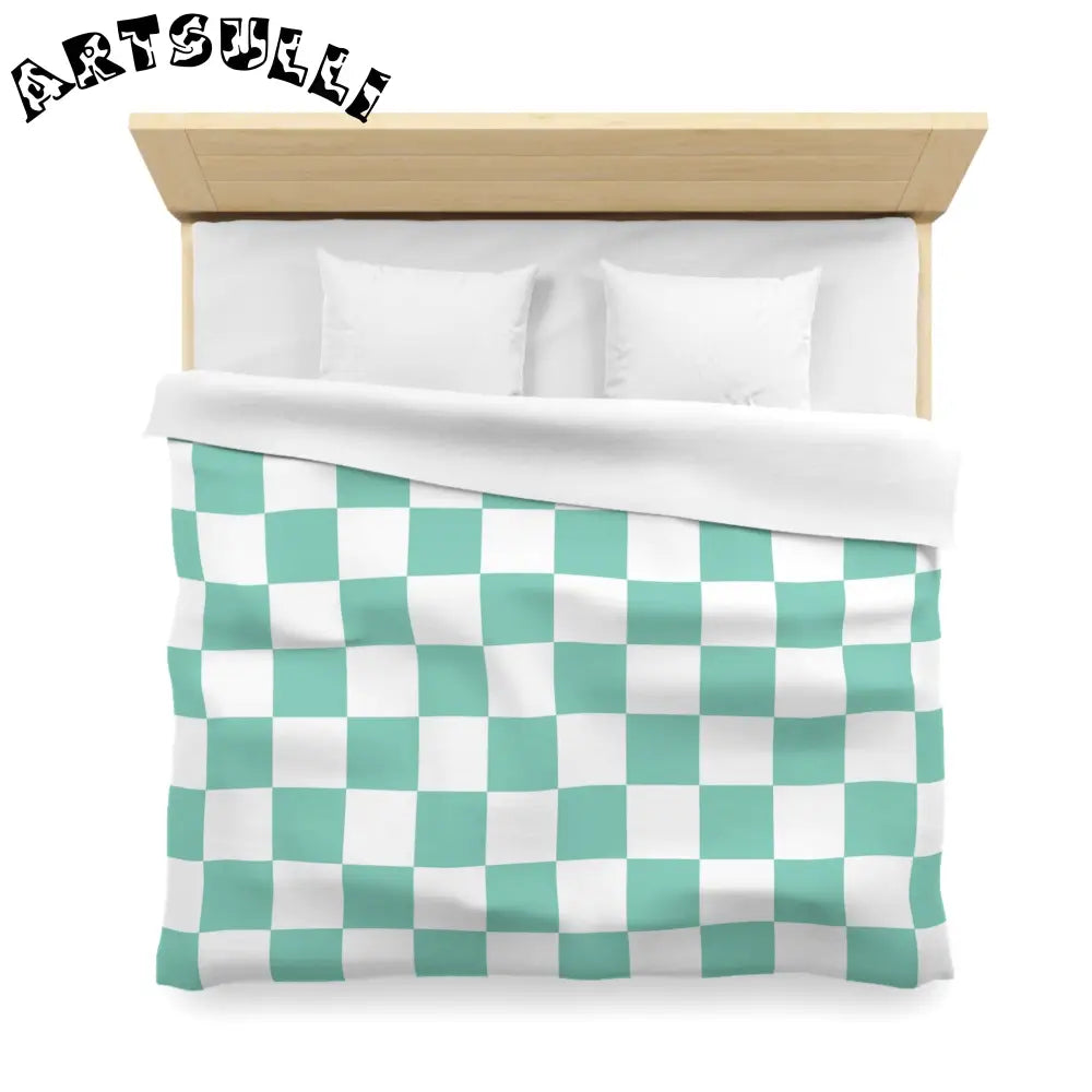 JAKKOUTTHEBXX Checkerboard Light Green Microfiber Duvet Cover