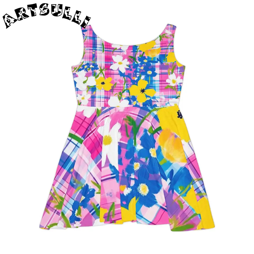 JAKKOUTTHEBXX Plaid Garden Pink and Purple Women’s Skater Dress