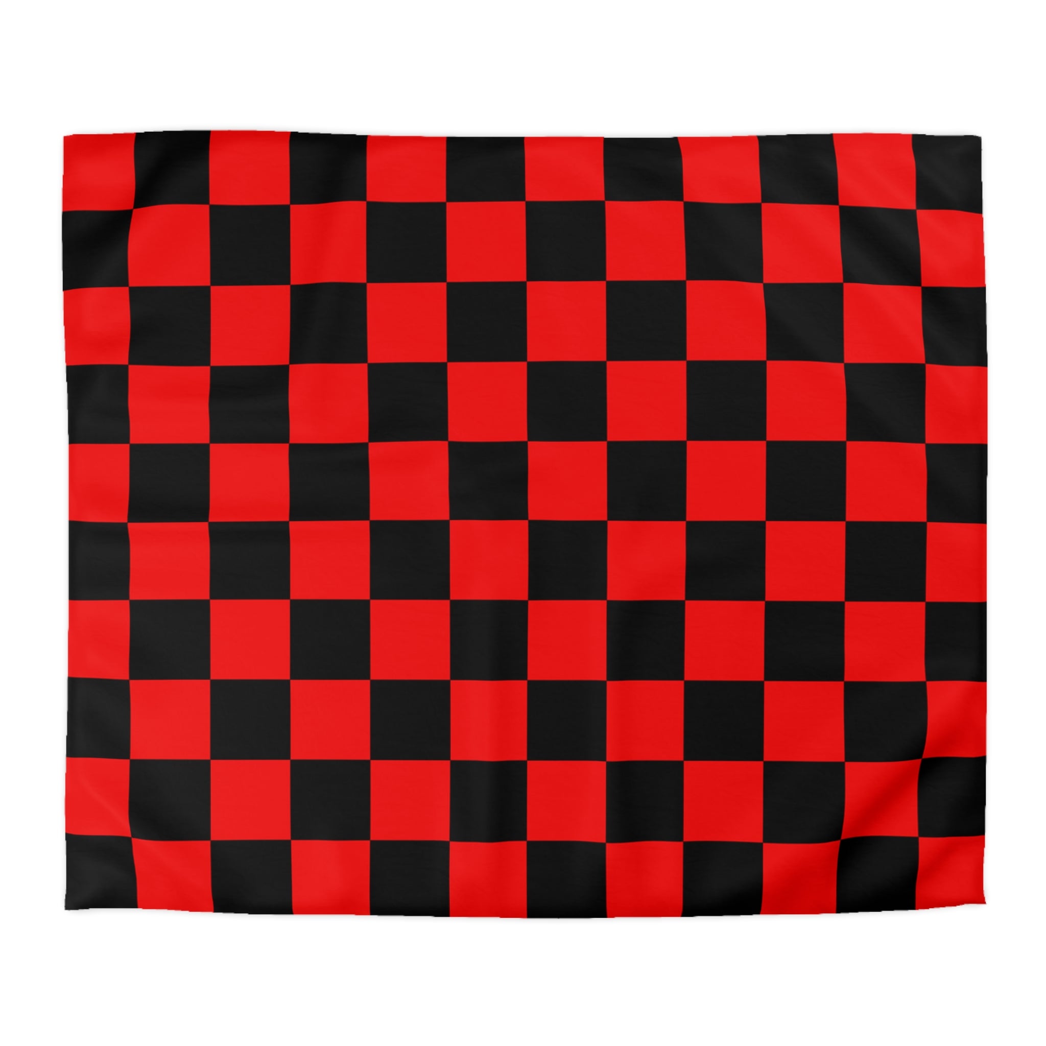 Checkerboard Red and Black Microfiber Duvet Cover, Artsulli - Art is Long, Life is Short, Home Decor, Size, King, Color, White, , , 32049480079946046074