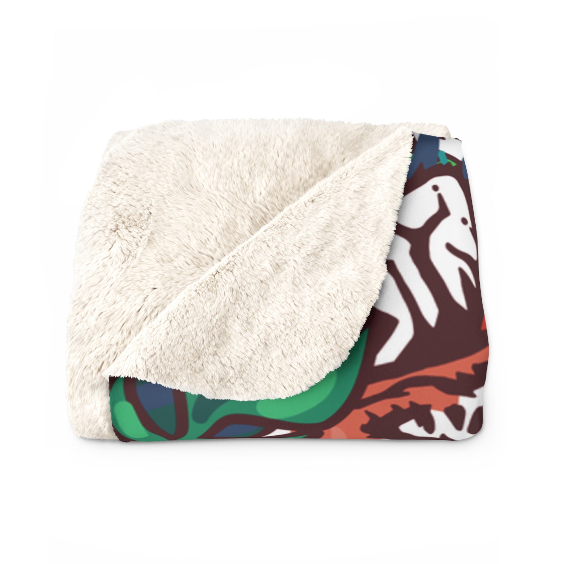 Tropical Jungle Tigers Blue and Green Sherpa Fleece Blanket, Artsulli - Art is Long, Life is Short, Home Decor, , , , , , , 