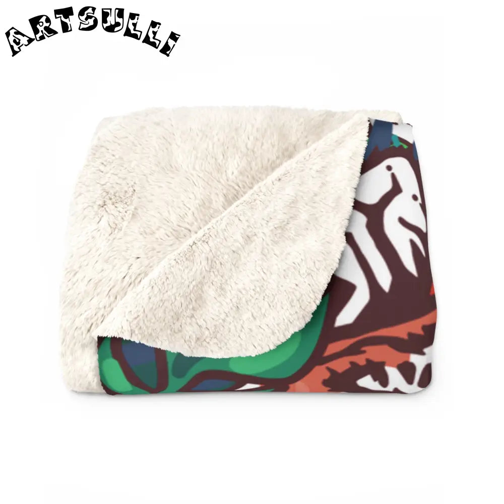 JAKKOUTTHEBXX Tropical Jungle Tigers Blue and Green Sherpa Fleece