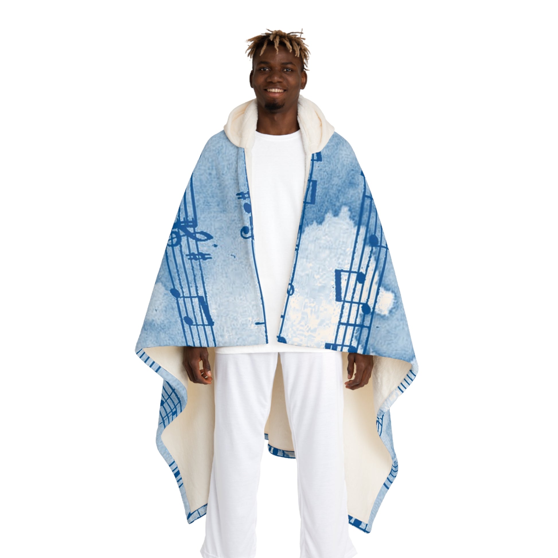 Drip Spill Type Beat Sheet Music Blue Hooded Sherpa Fleece Blanket, Artsulli - Art is Long, Life is Short, All Over Prints, Size, One size, Color, Cream, , , 88020428267409062250