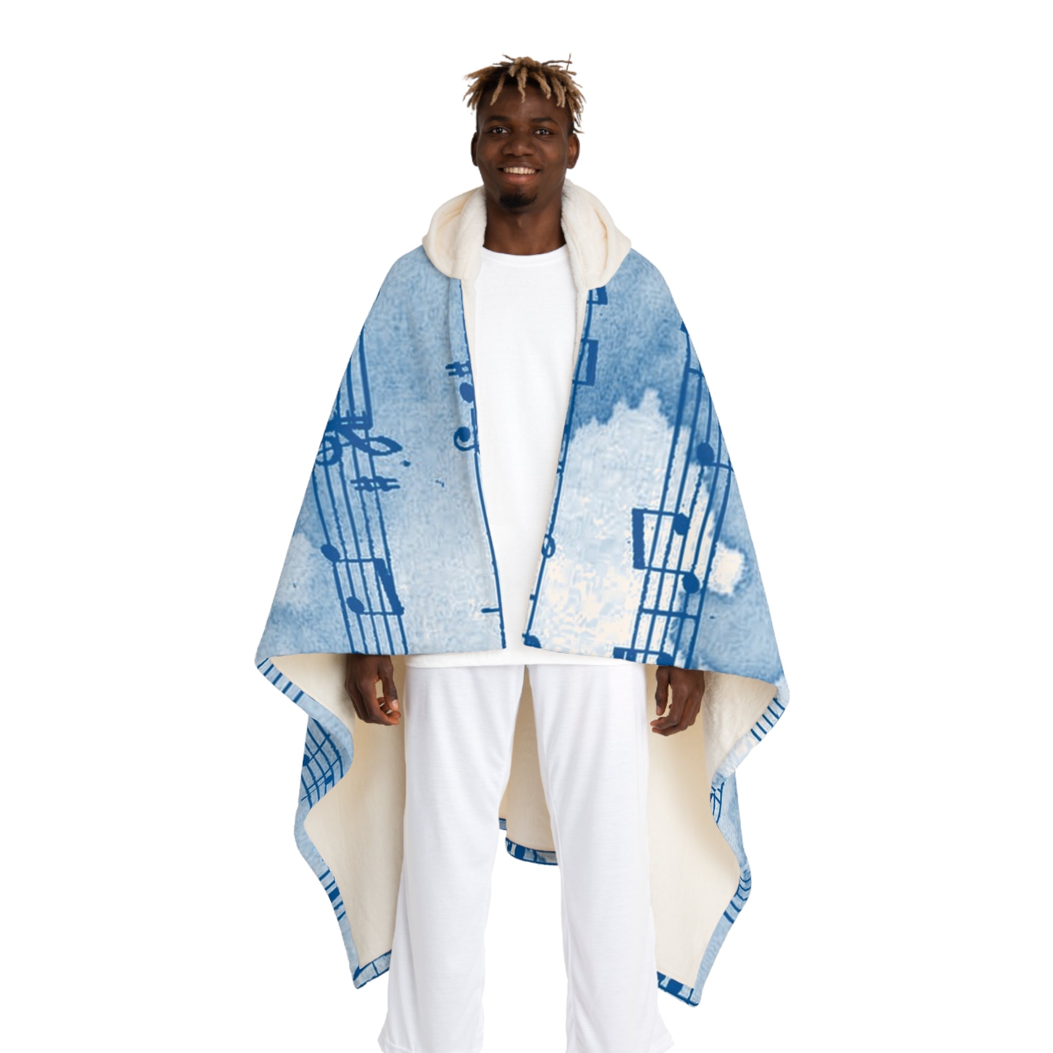 Drip Spill Type Beat Sheet Music Blue Hooded Sherpa Fleece Blanket, Artsulli - Art is Long, Life is Short, All Over Prints, Size, One size, Color, Cream, , , 88020428267409062250