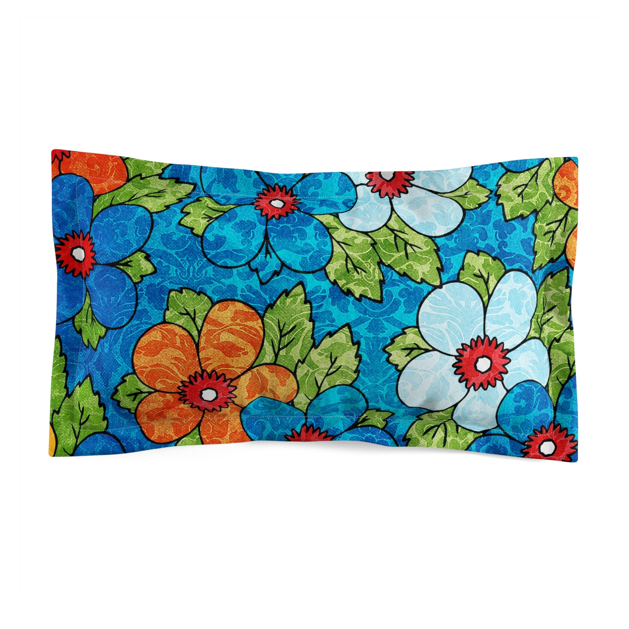 Blue Orange Groovy Microfiber Pillow Sham, Artsulli - Art is Long, Life is Short, Home Decor, Size, King, , , , , 31631776015466718214