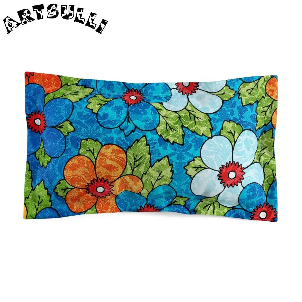 Blue Orange Groovy Microfiber Pillow Sham, Artsulli - Art is Long, Life is Short, Home Decor, Size, King, , , , , 31631776015466718214
