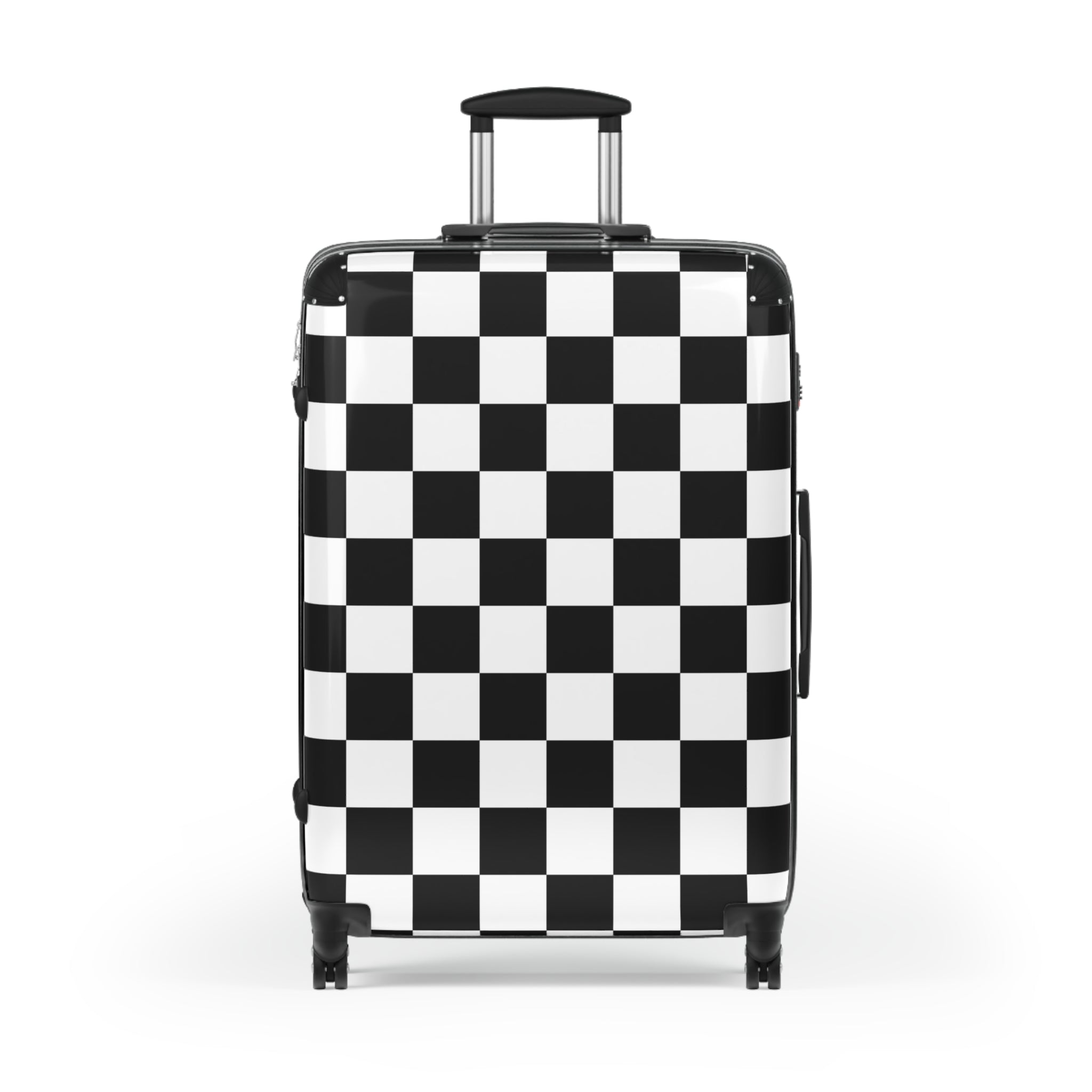 Checkerboard Black and White Suitcase, Artsulli - Art is Long, Life is Short, Bags, Size, Large, Color, Black, , , 24658090851337