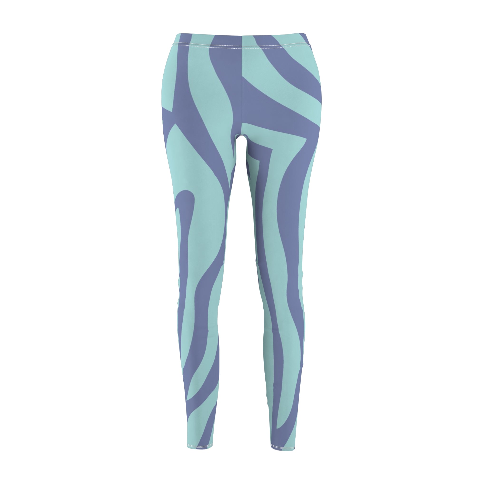 Amorphous Blue Zebra Banner Women's Cut & Sew Casual Leggings (AOP), Artsulli - Art is Long, Life is Short, All Over Prints, Size, XS, Color, White stitching, , , 21661084399199