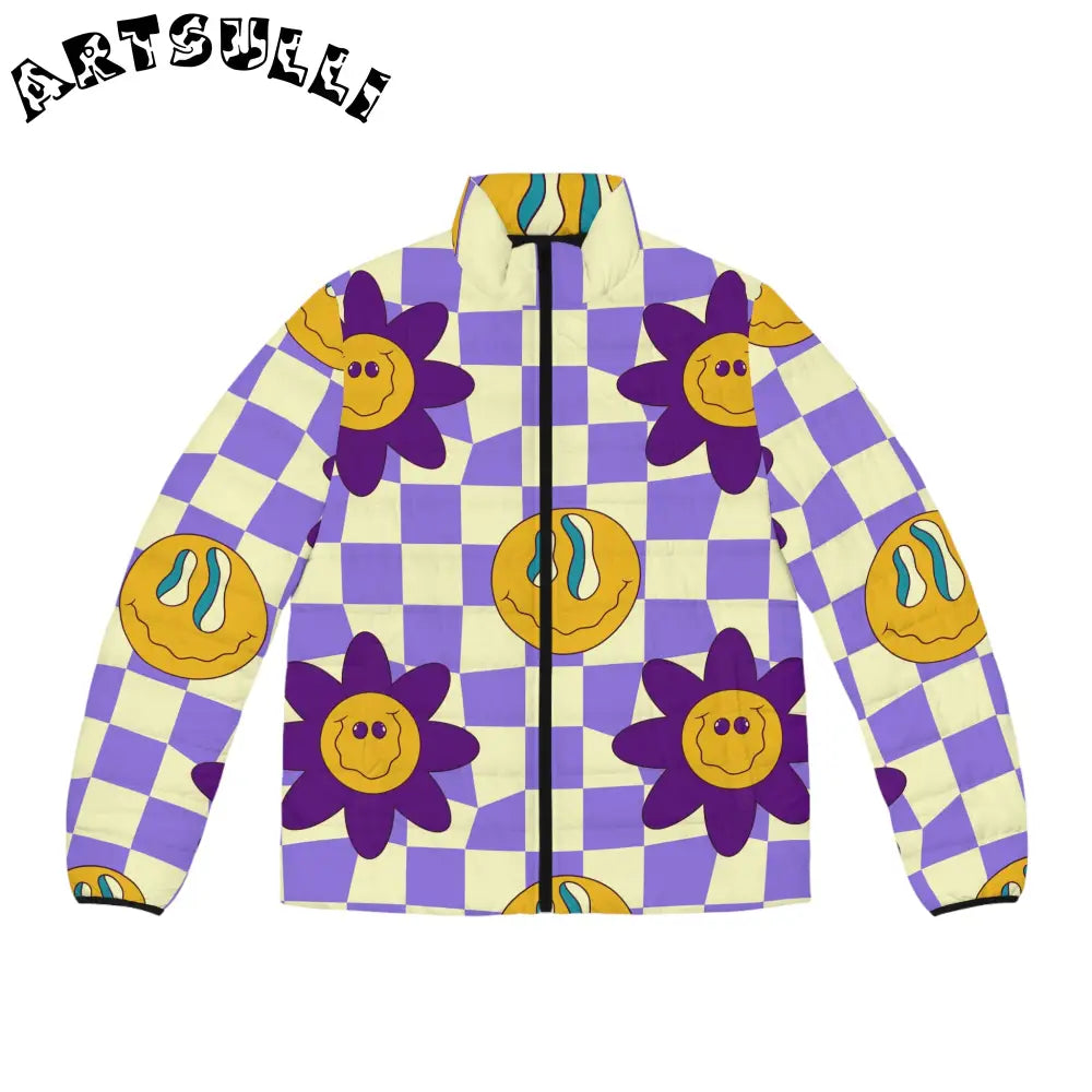 JAKKOUTTHEBXX Trippy Flower Power Motifs Men’s Puffer Jacket (AOP)
