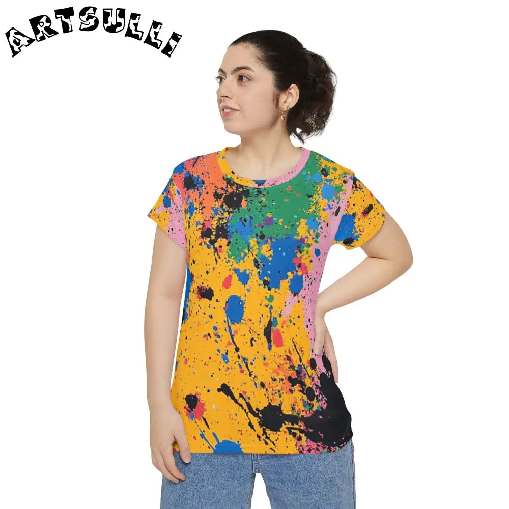 JAKKOUTTHEBXX The Colors Of Paint Splatter Women’s Short Sleeve