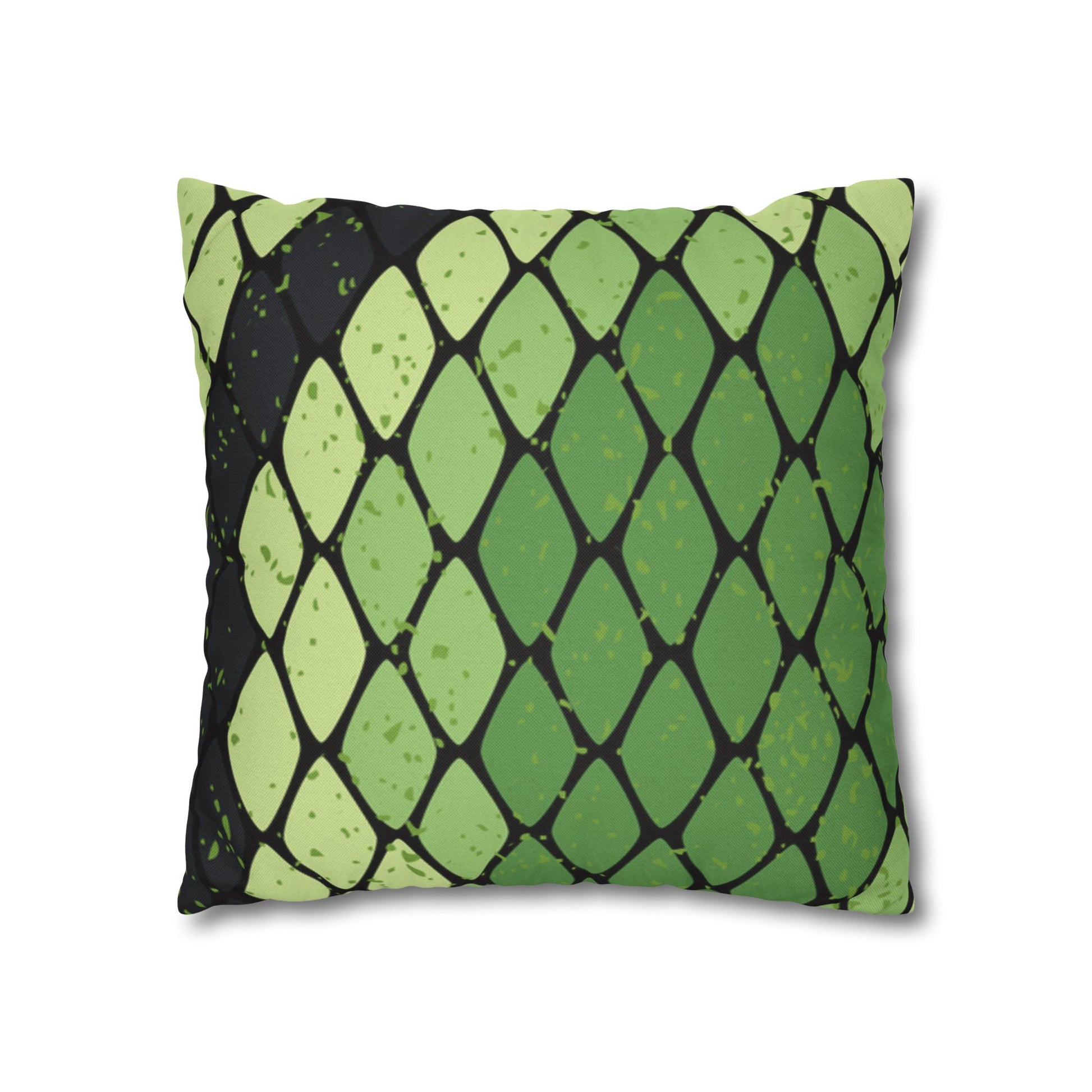 Snake Skin Green and Black Spun Polyester Square Pillowcase, Artsulli - Art is Long, Life is Short, Home Decor, , , , , , , 