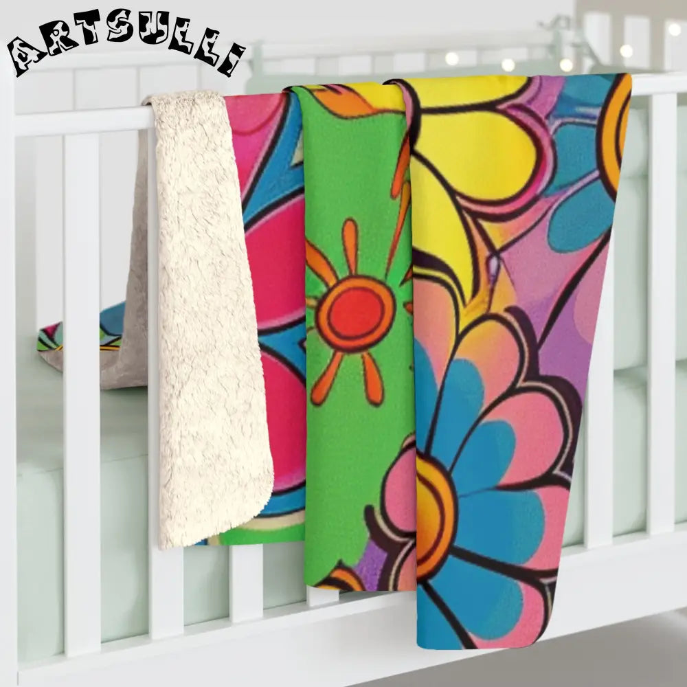 JAKKOUTTHEBXX Chromatic Daisy Dream Sherpa Fleece Blanket