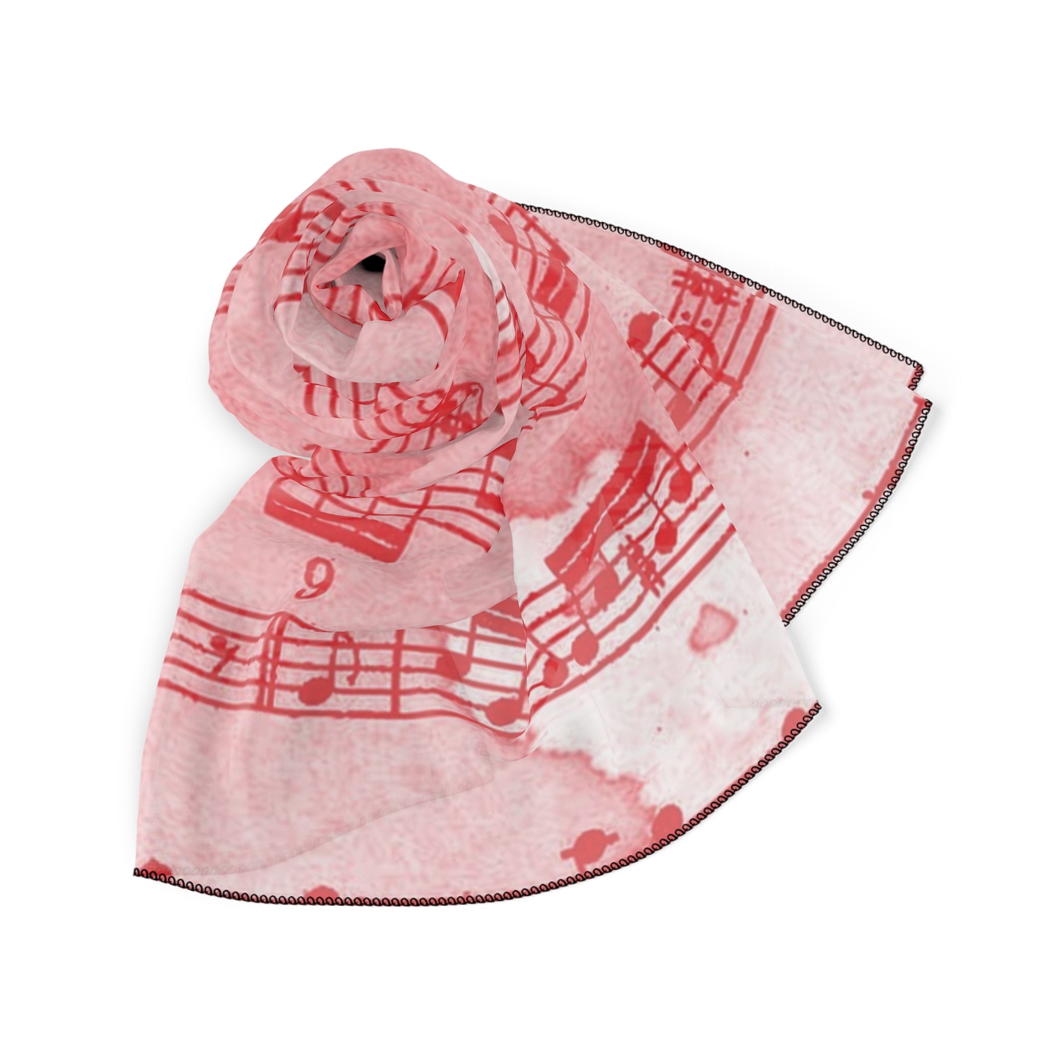 Drip Spill Type Beat Sheet Music Red Poly Scarf, Artsulli - Art is Long, Life is Short, Accessories, , , , , , , 