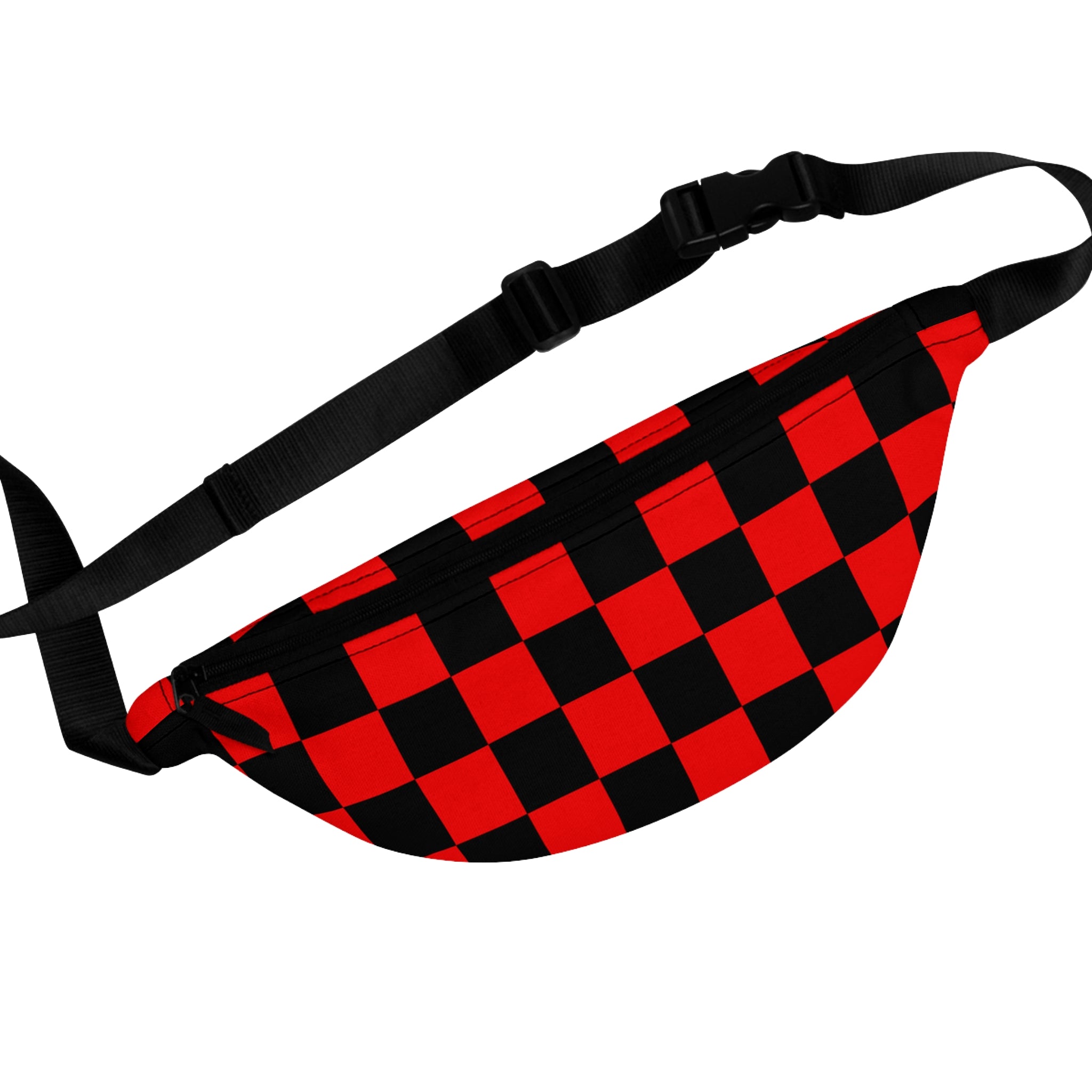Checkerboard Red and Black Fanny Pack, Artsulli - Art is Long, Life is Short, Bags, Size, One size, , , , , 25188459819903891576