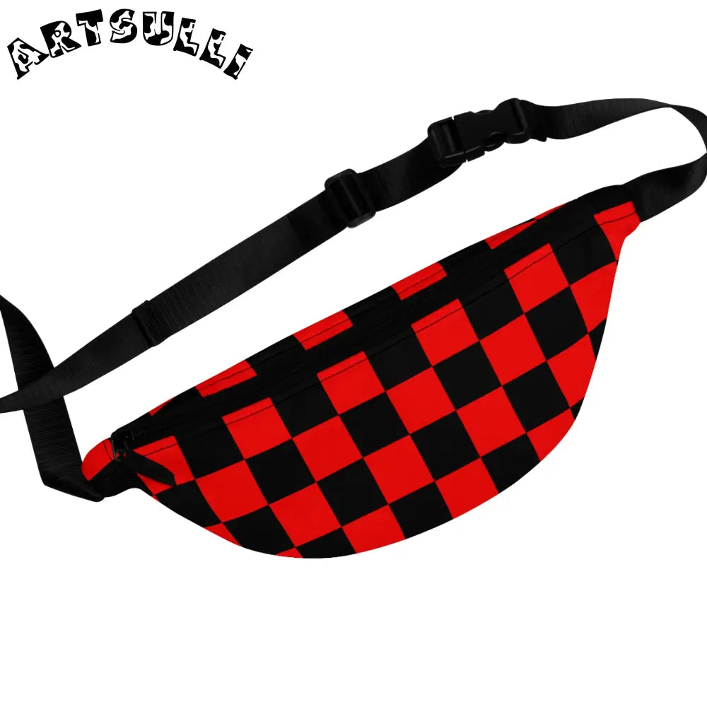 JAKKOUTTHEBXX Checkerboard Red and Black Fanny Pack JAKKOUTTHEBXX