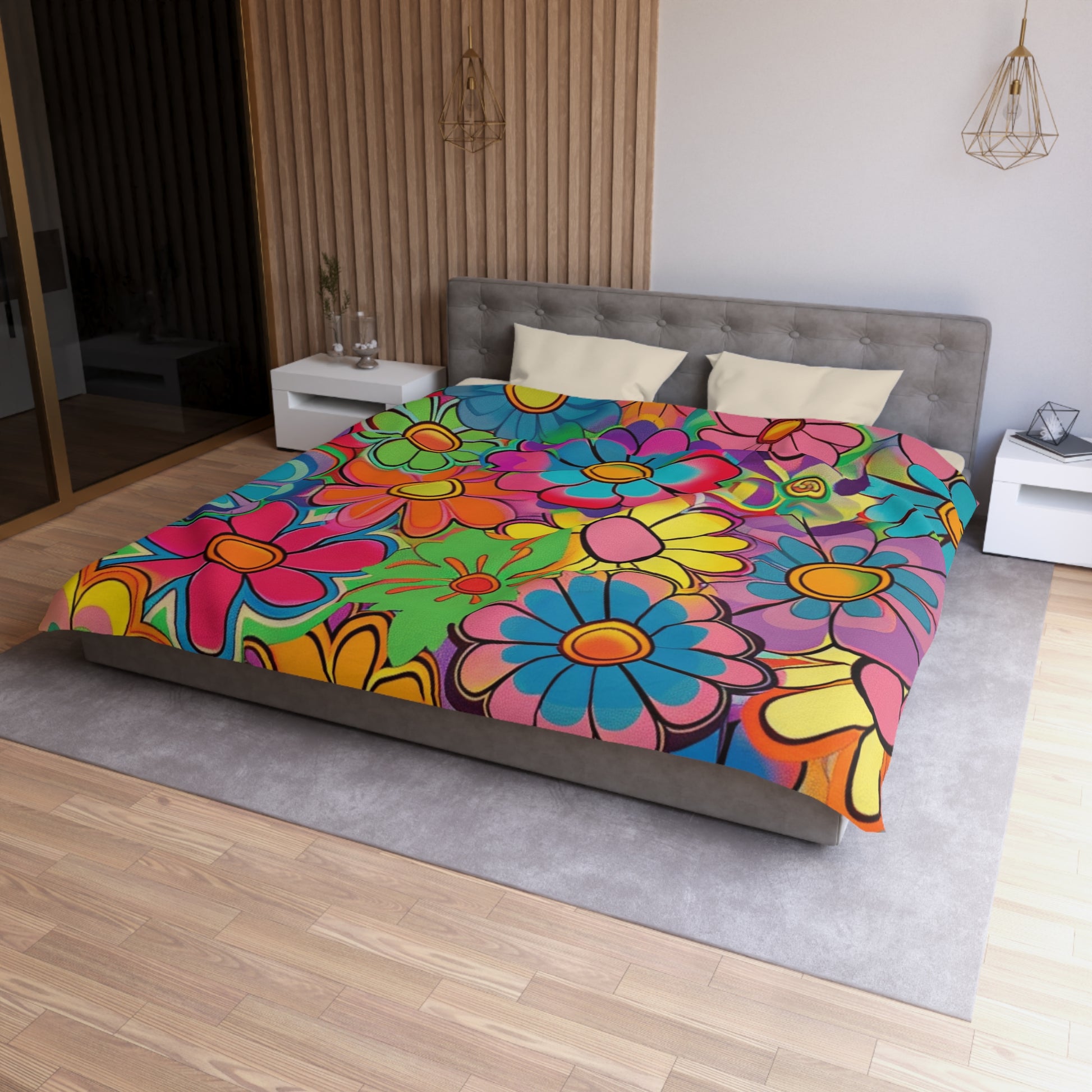 Chromatic Daisy Dream Microfiber Duvet Cover, Artsulli - Art is Long, Life is Short, Home Decor, , , , , , , 