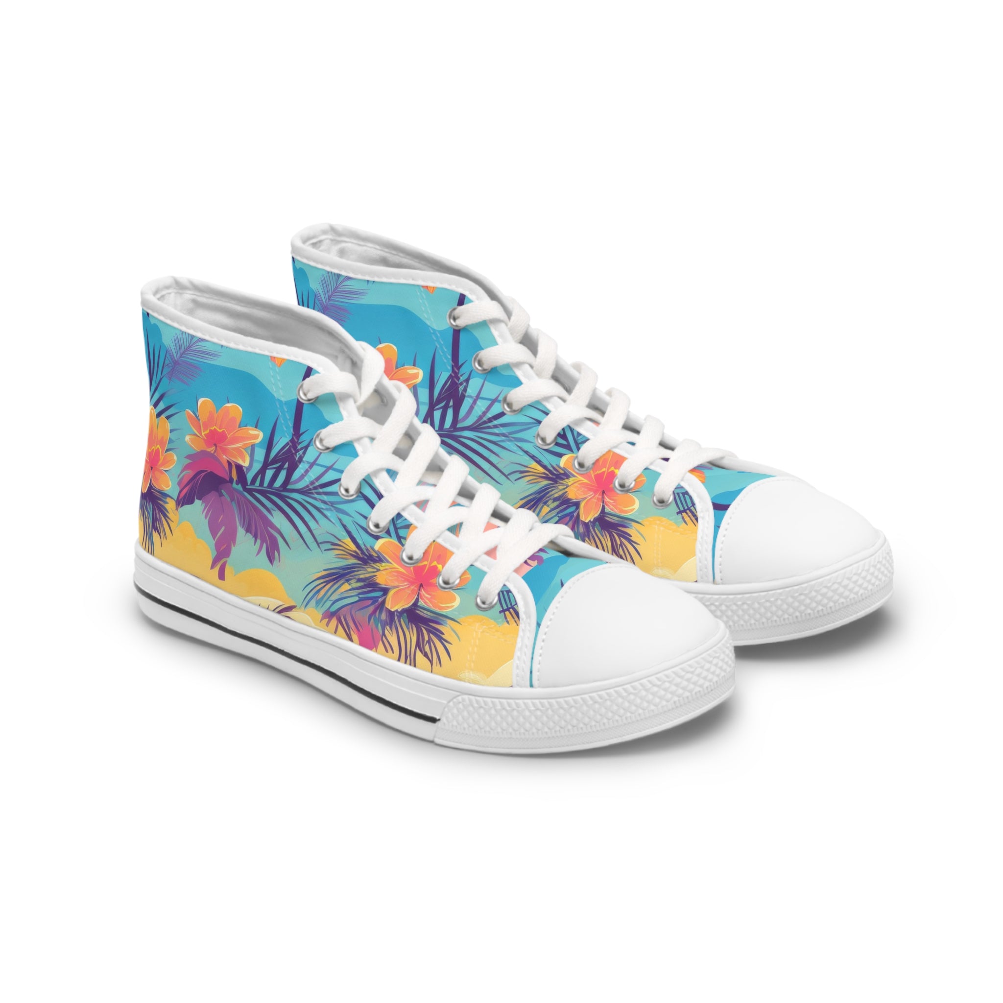 Sunset Paradise Women's High Top Sneakers, Artsulli - Art is Long, Life is Short, Shoes, Size, US 5.5, Color, White sole, , , 33849947644432540995