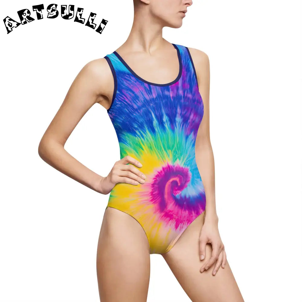 JAKKOUTTHEBXX Spiral Tie Dye Artistic Work One Piece Swimsuit 2025