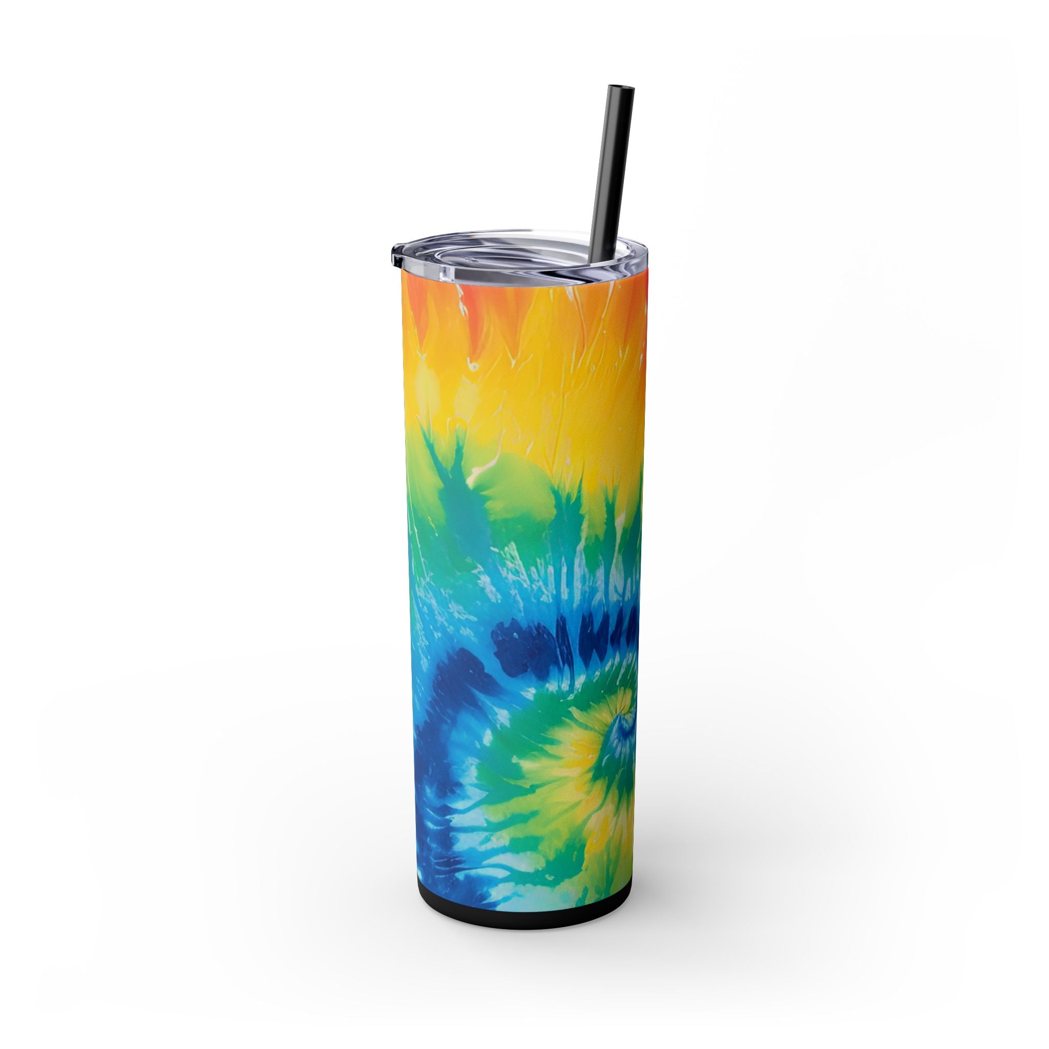 Tie Dye Skinny Tumbler with Straw, 20oz, Artsulli - Art is Long, Life is Short, Mug, , , , , , , 