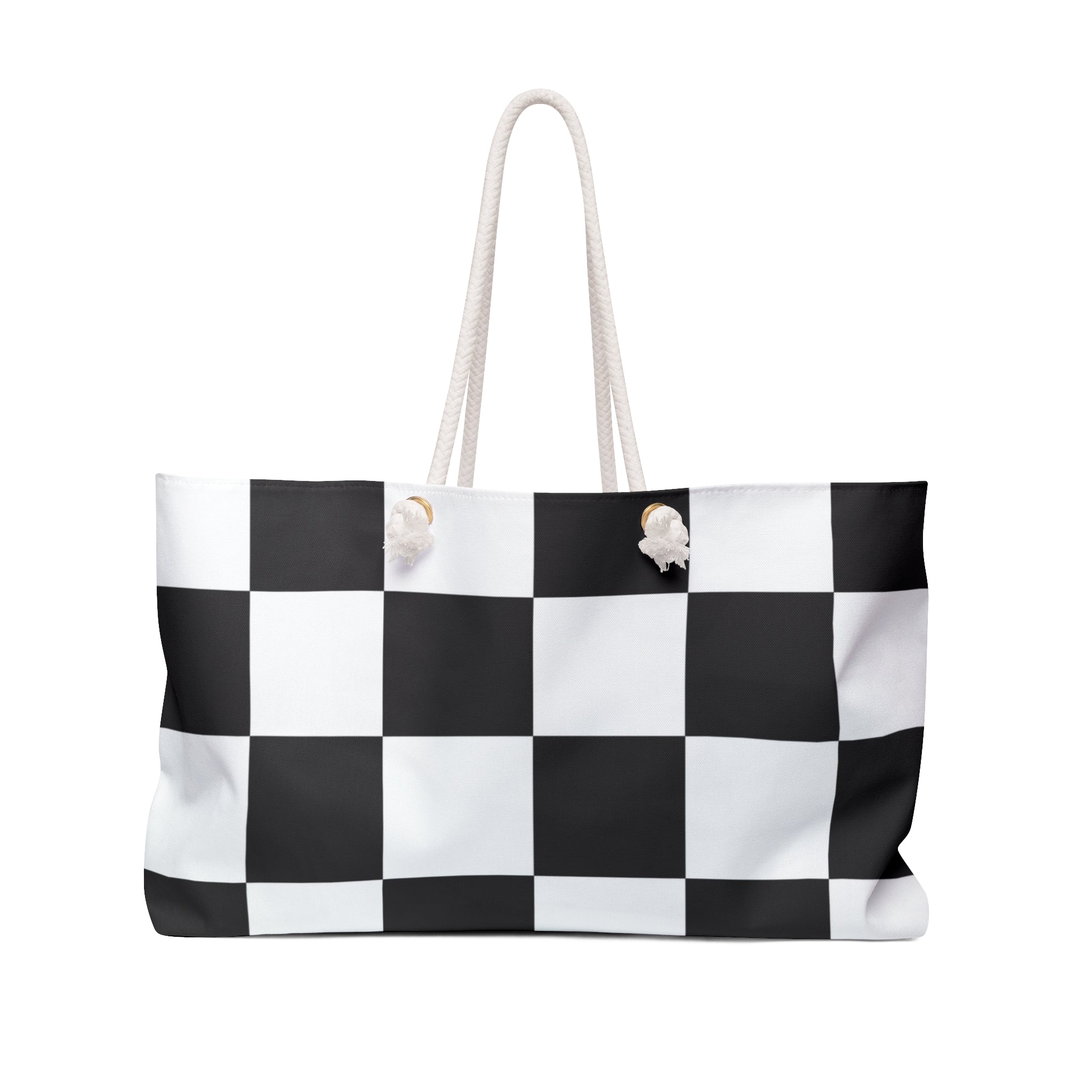 Checkerboard Black and White Weekender Bag, Artsulli - Art is Long, Life is Short, Bags, Size, 24" × 13", , , , , 24897638376449