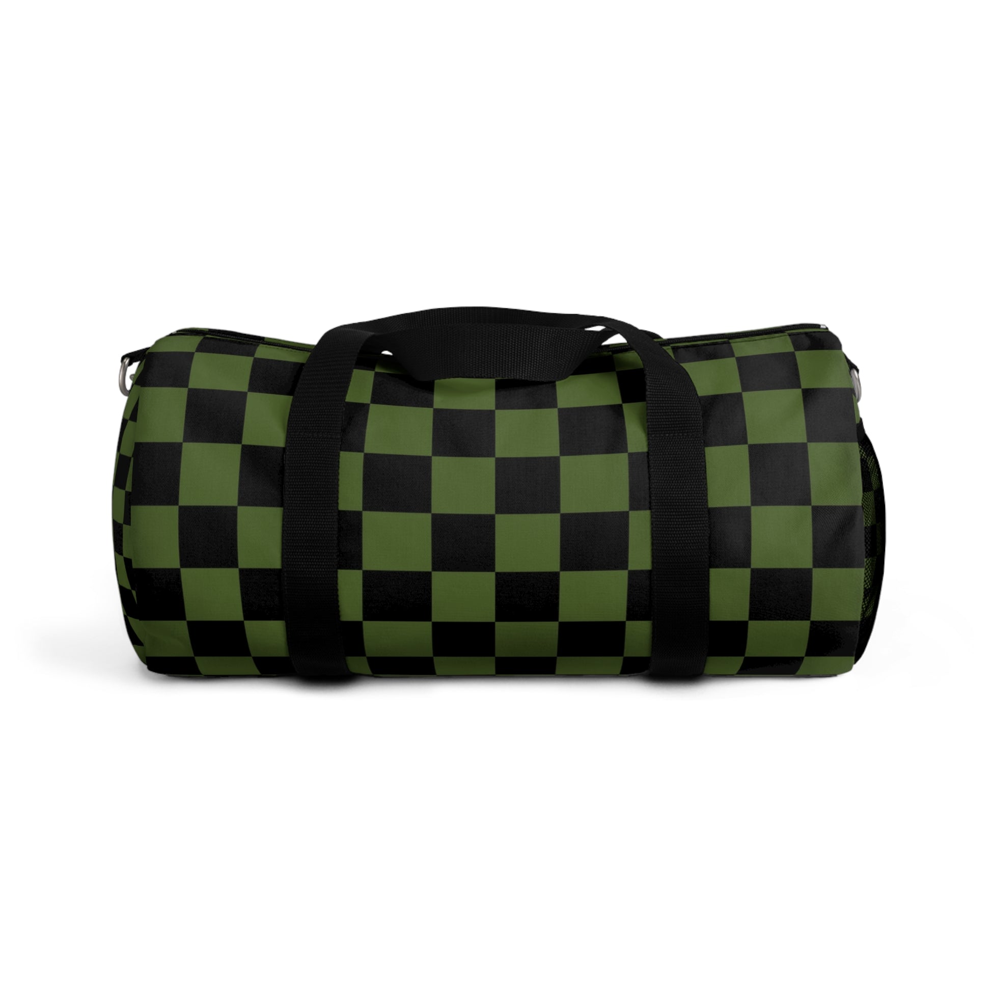 Checkerboard Olive Green and Black Duffel Bag, Artsulli - Art is Long, Life is Short, Bags, Size, Small, , , , , 21934625897978375015