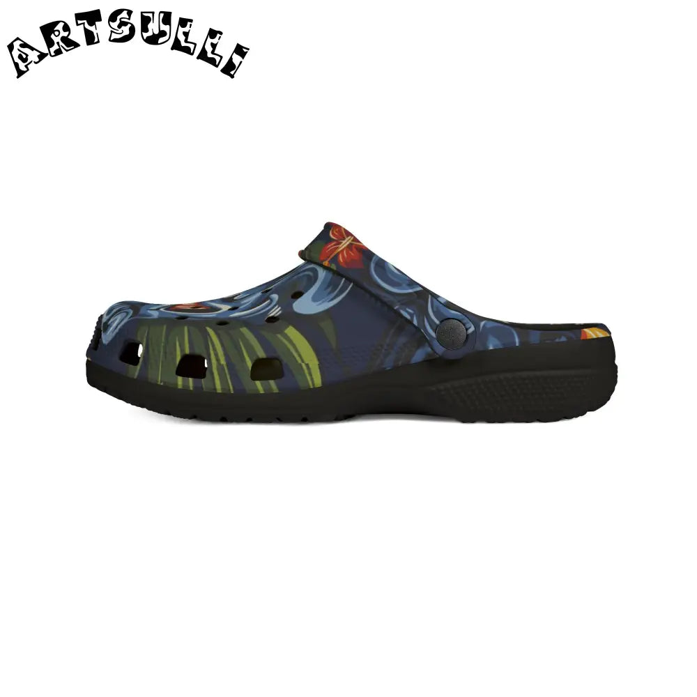 JAKKOUTTHEBXX Tropical Monster Navy Blue EVA Foam Clogs 2025