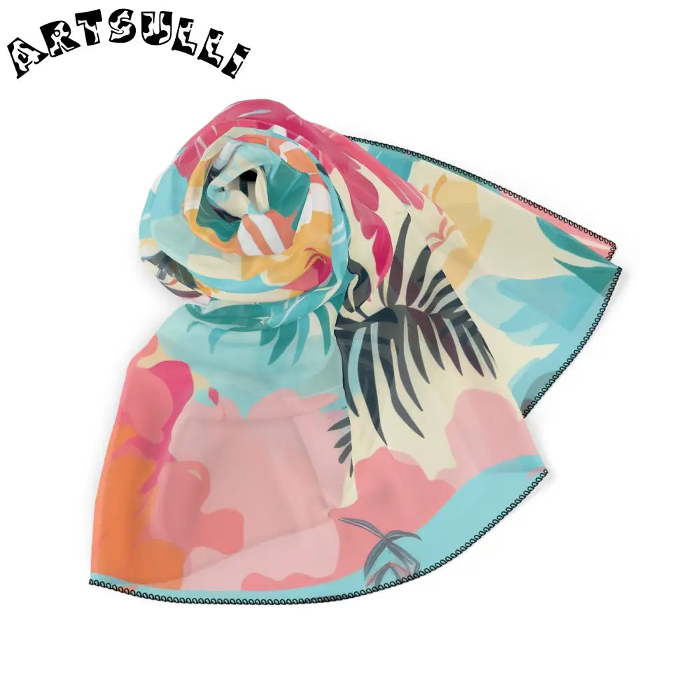 JAKKOUTTHEBXX Tropical Palm Beach Paradise Multi-Color Poly Scarf