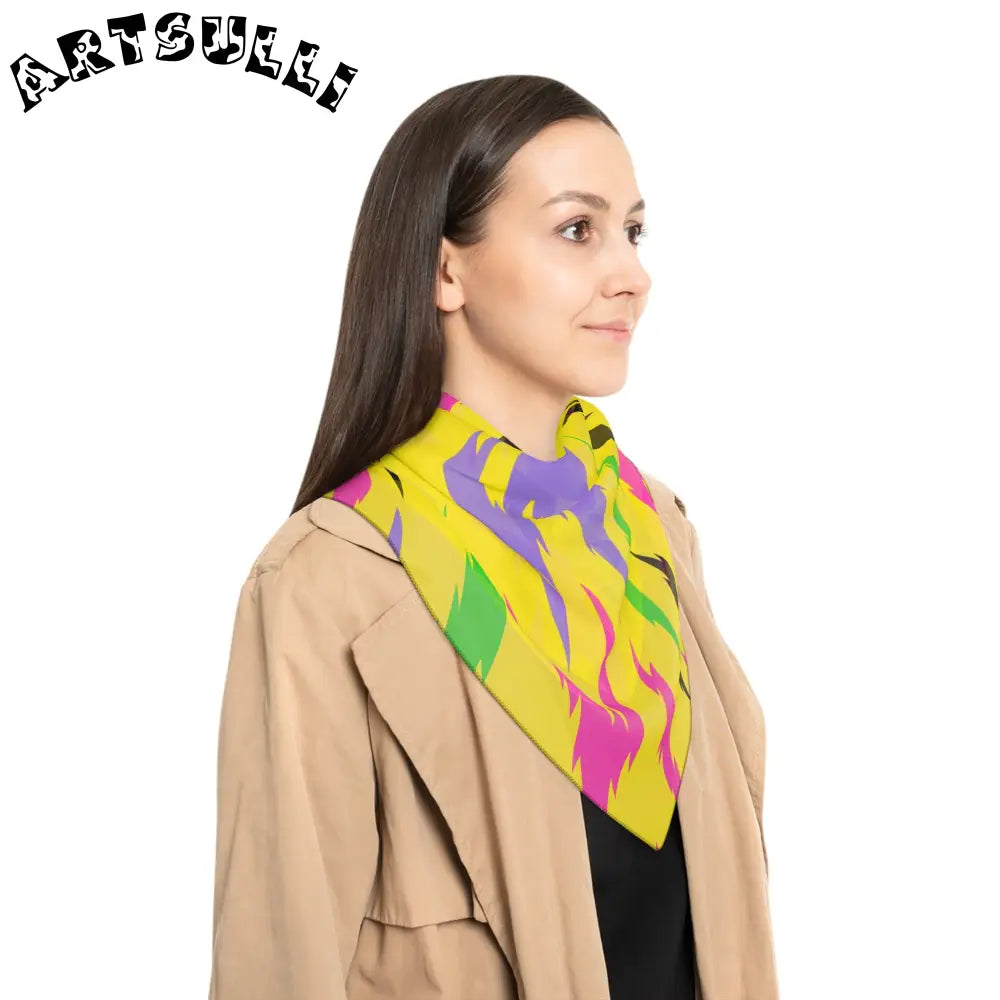 JAKKOUTTHEBXX Retro Psychedelic Tiger Stripes Yellow Poly Scarf