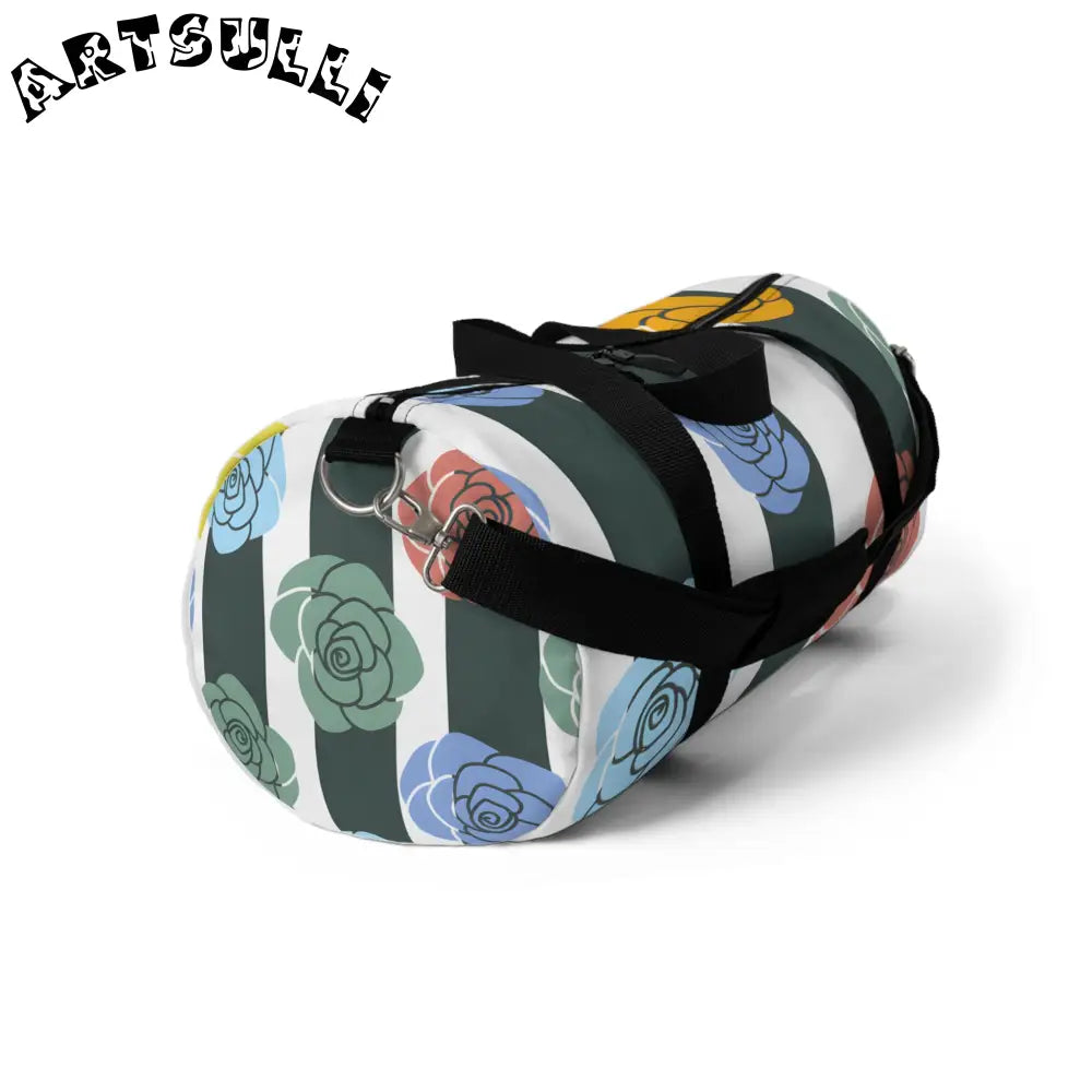 JAKKOUTTHEBXX Stripes x Roses Black and White Duffel Bag