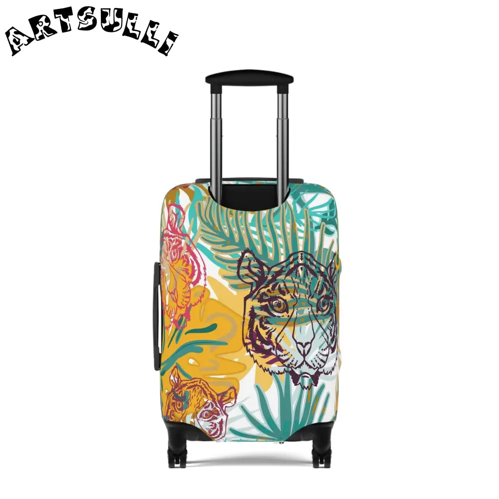 JAKKOUTTHEBXX Tropical Jungle Tigers Brown and Green Luggage Cover