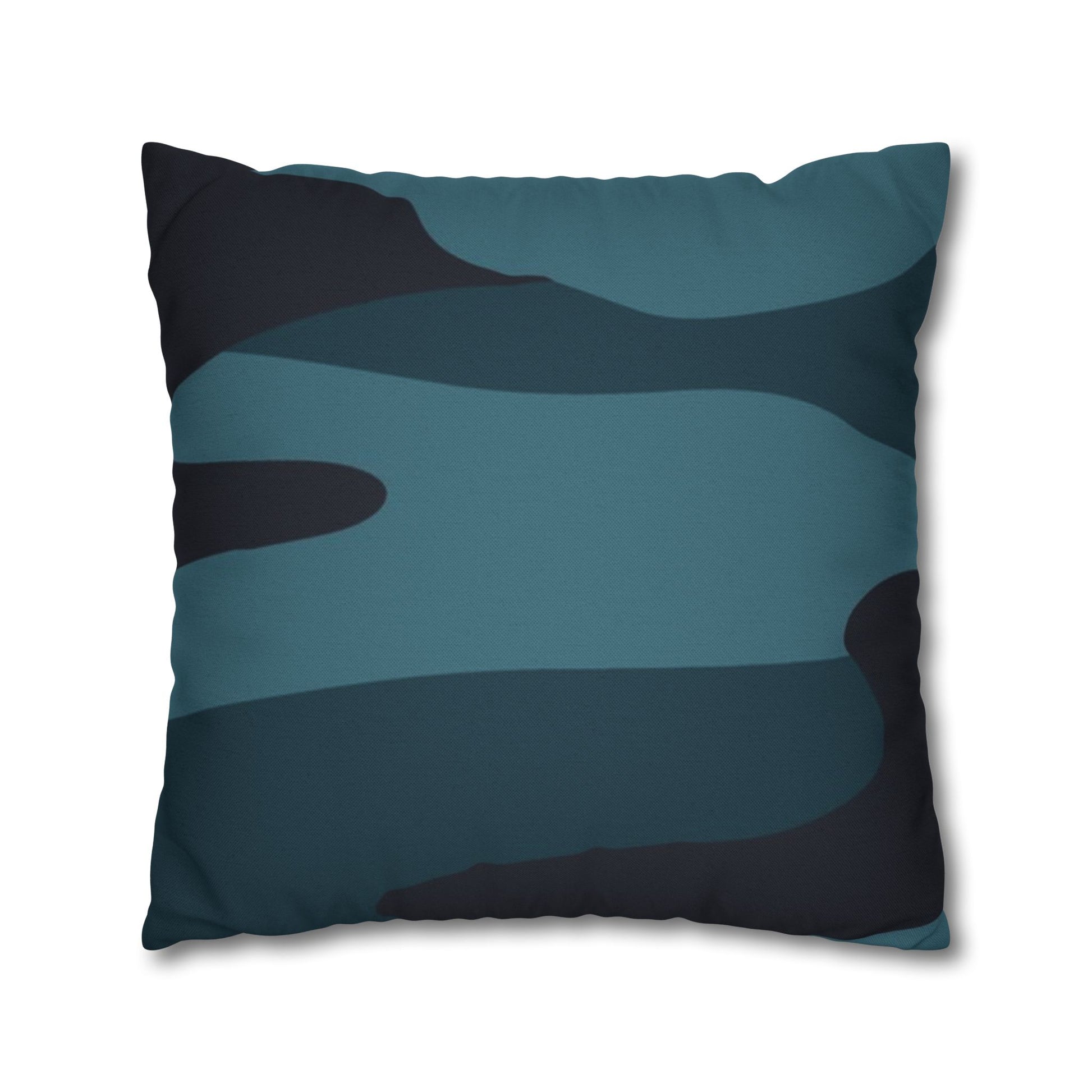 Blue Camouflage Spun Polyester Square Pillowcase, Artsulli - Art is Long, Life is Short, Home Decor, , , , , , , 